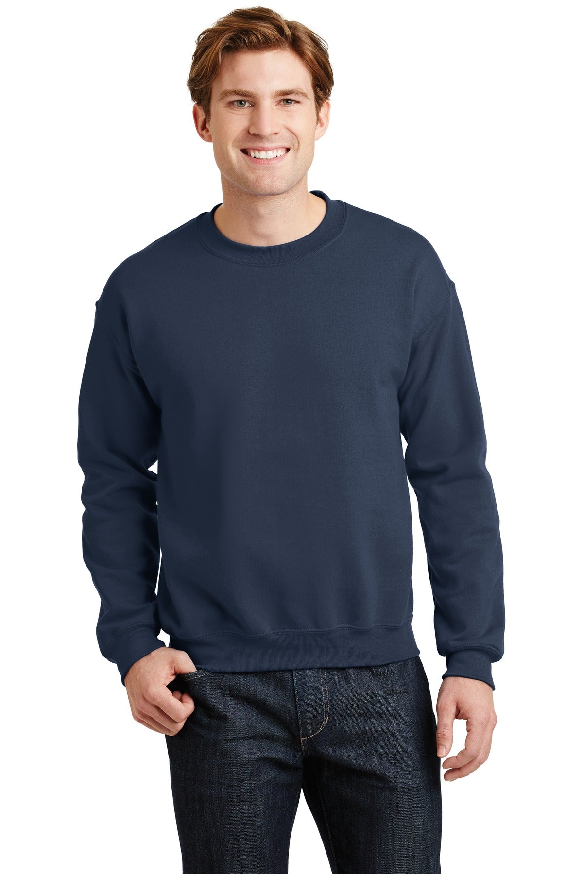 8-ounce 50/50 cotton/poly 60/40 cotton/poly (Heather Sports) - Navy