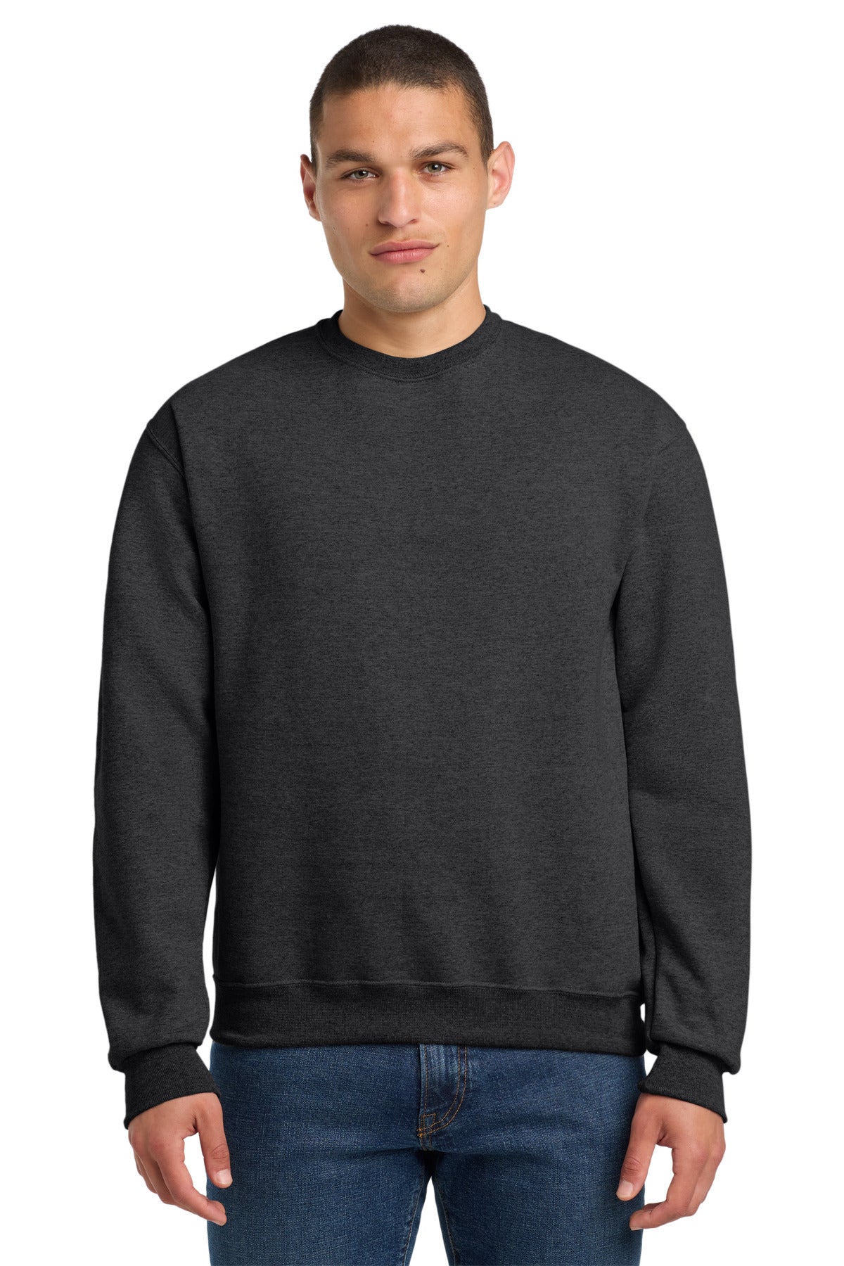 9.5-ounce 50/50 cotton/poly NuBlend pill-resistant fleece Co - Black Heather