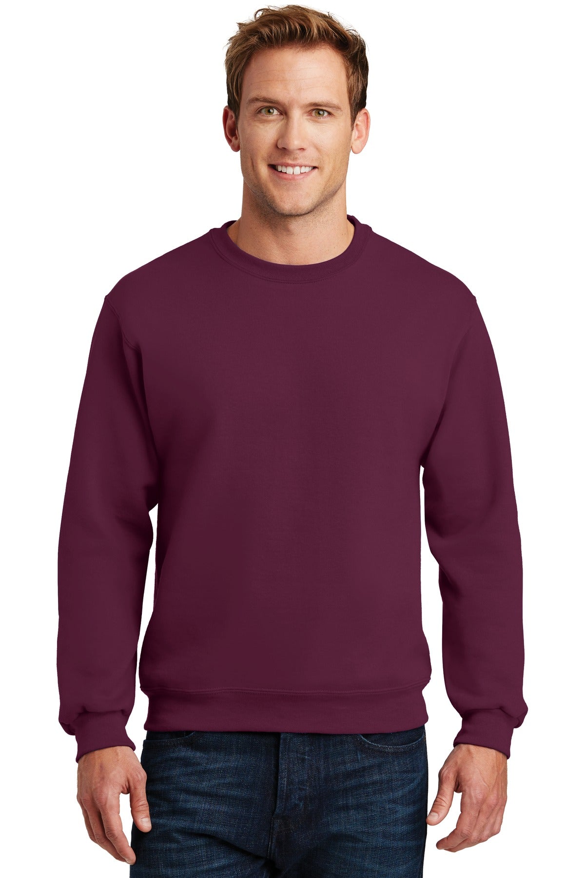 9.5-ounce 50/50 cotton/poly NuBlend pill-resistant fleece Co - Maroon