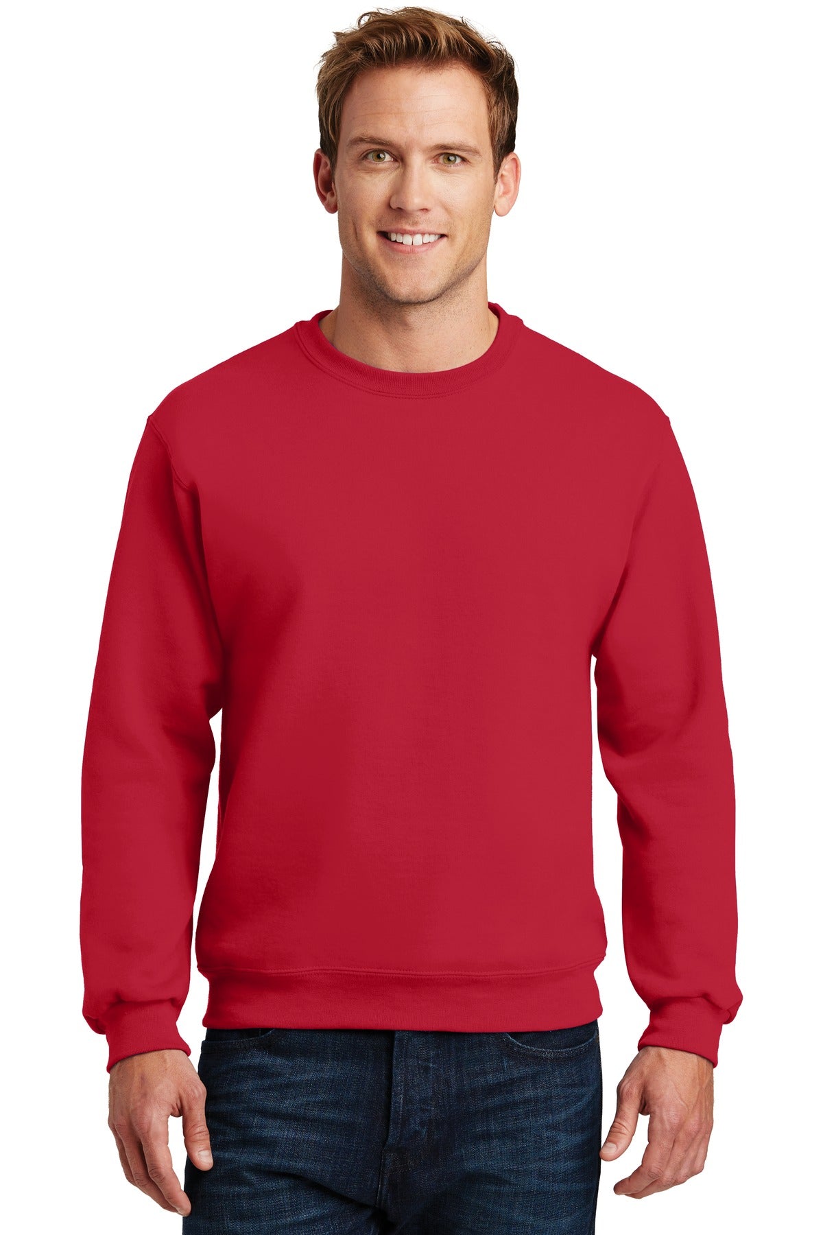 9.5-ounce 50/50 cotton/poly NuBlend pill-resistant fleece Co - True Red