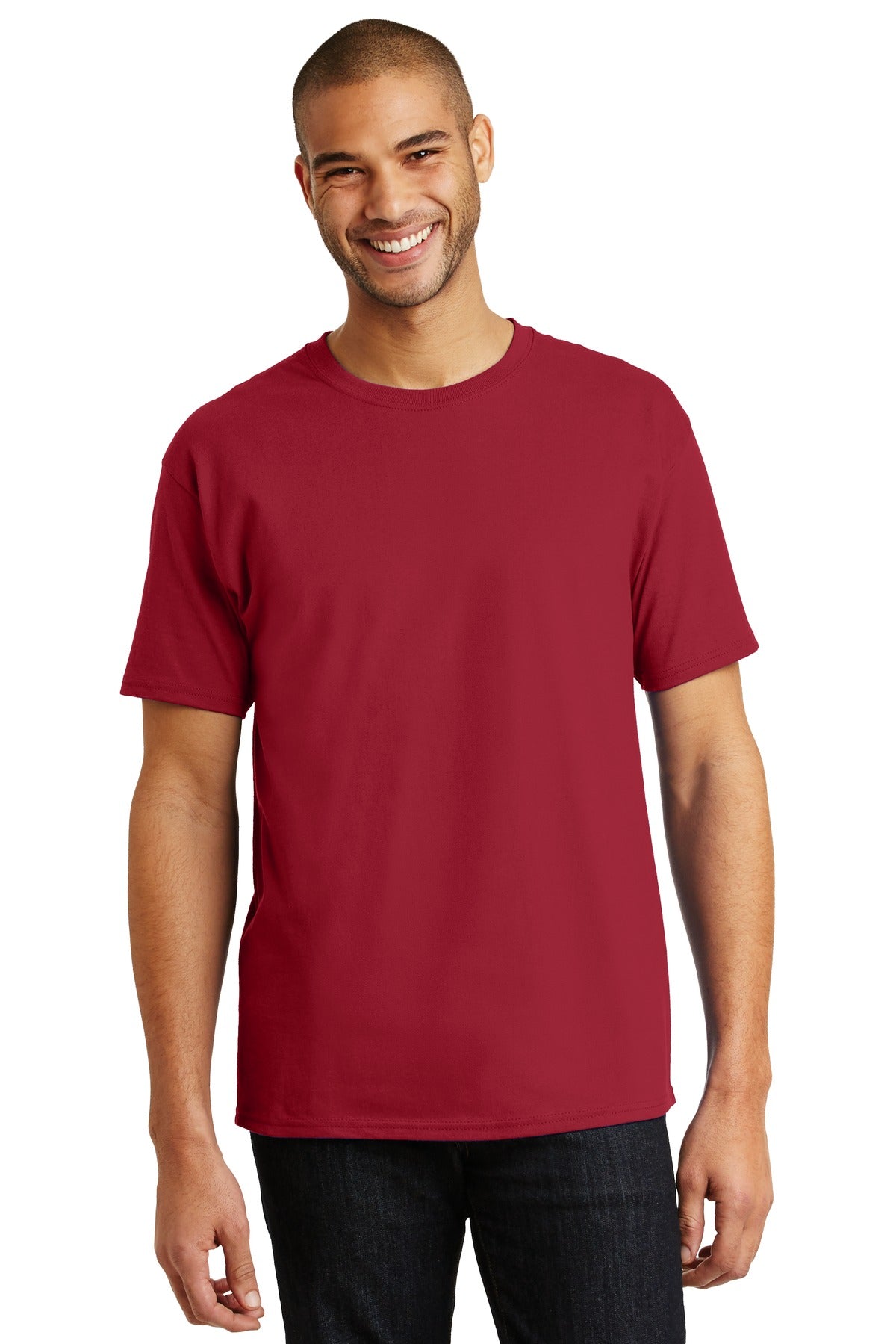 6-ounce 100% cotton 99/1 cotton/poly (Ash)60/40 cotton/poly - Deep Red