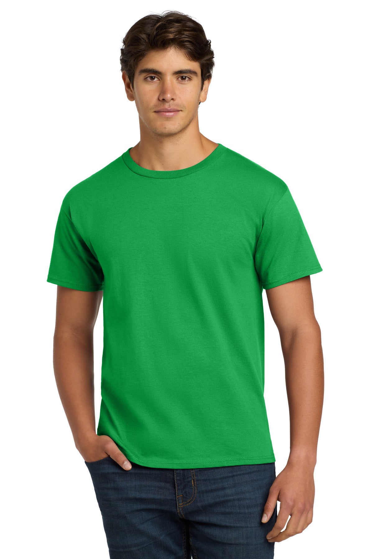 6-ounce 100% cotton 99/1 cotton/poly (Ash)60/40 cotton/poly - Kelly Green