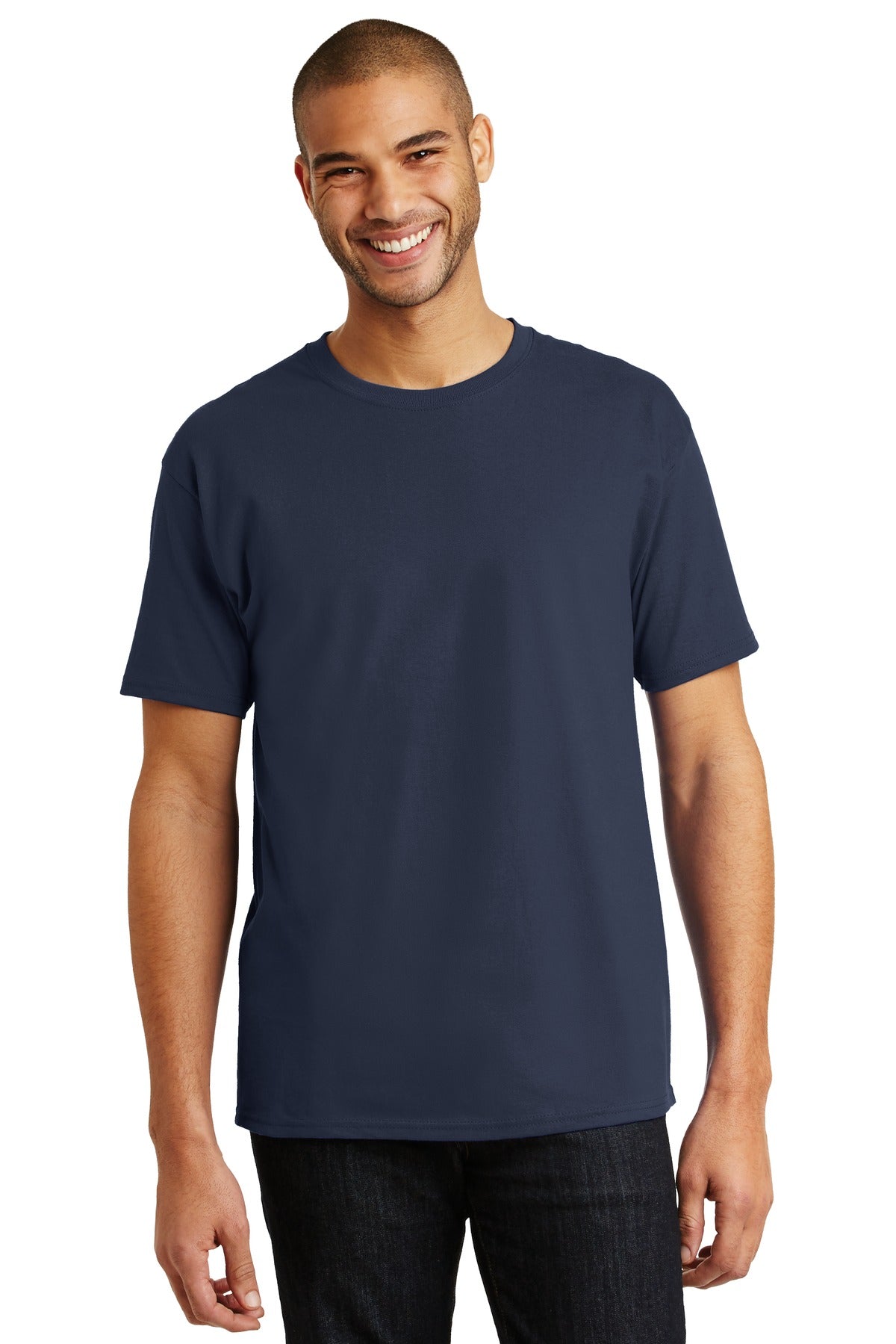 6-ounce 100% cotton 99/1 cotton/poly (Ash)60/40 cotton/poly - Navy