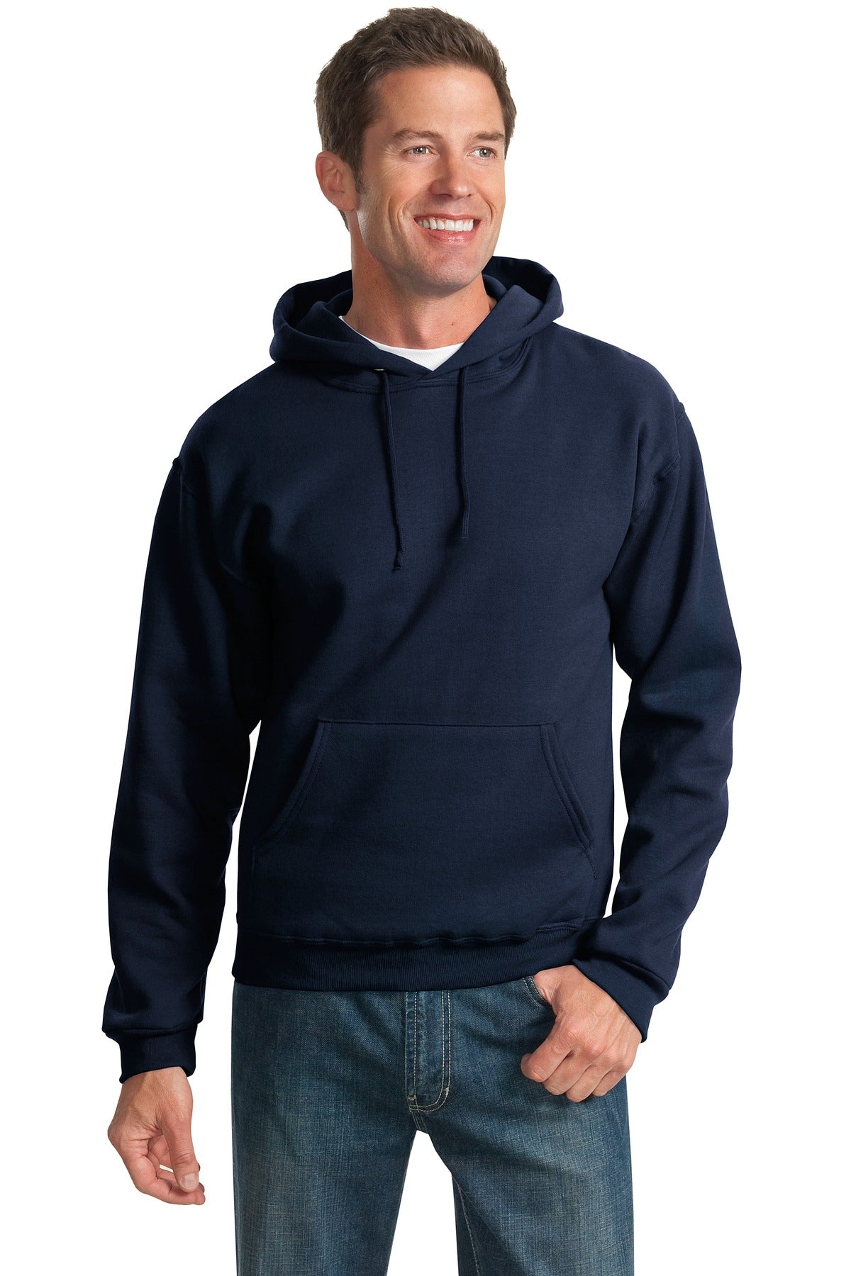 8-ounce 50/50 cotton/poly NuBlend pill-resistant fleeceHigh - Navy
