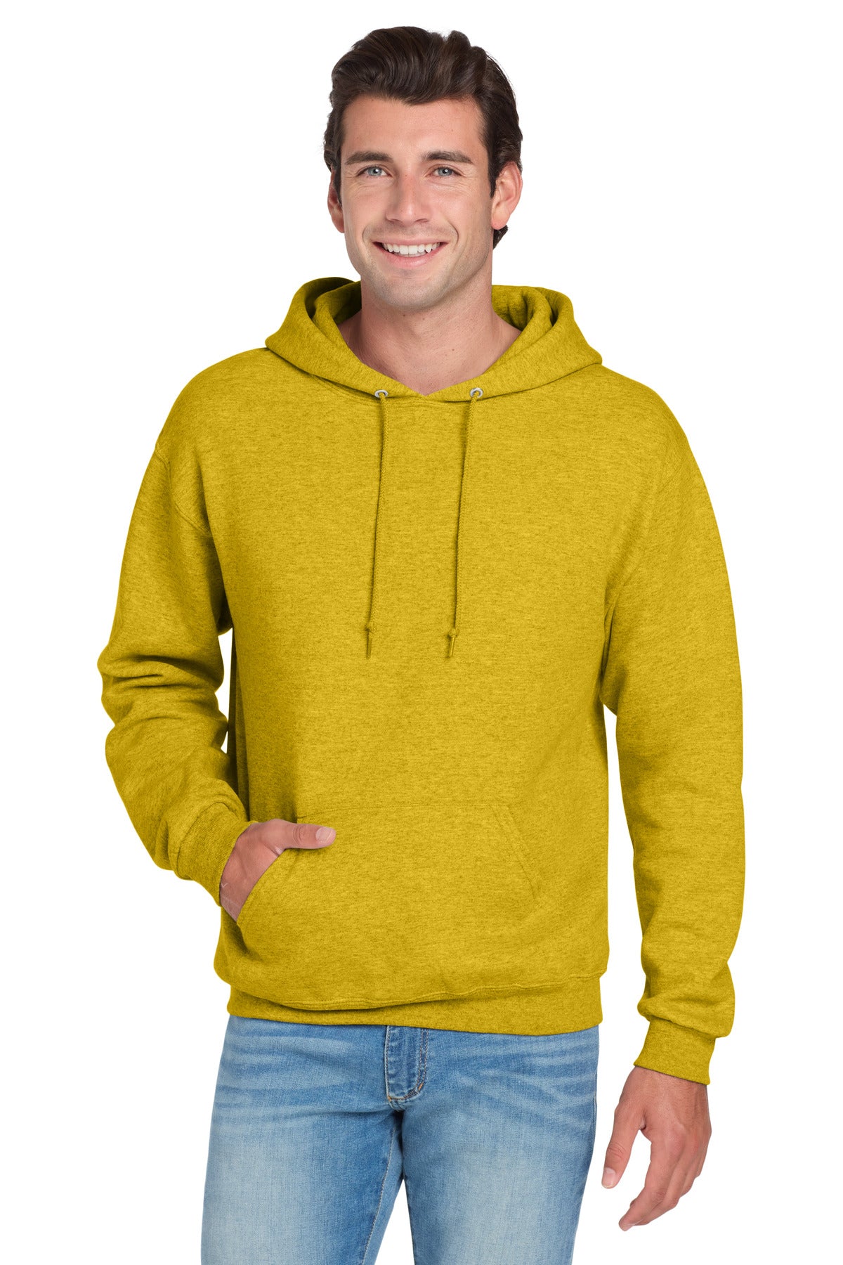 8-ounce 50/50 cotton/poly NuBlend pill-resistant fleeceHigh - Mustard Heather
