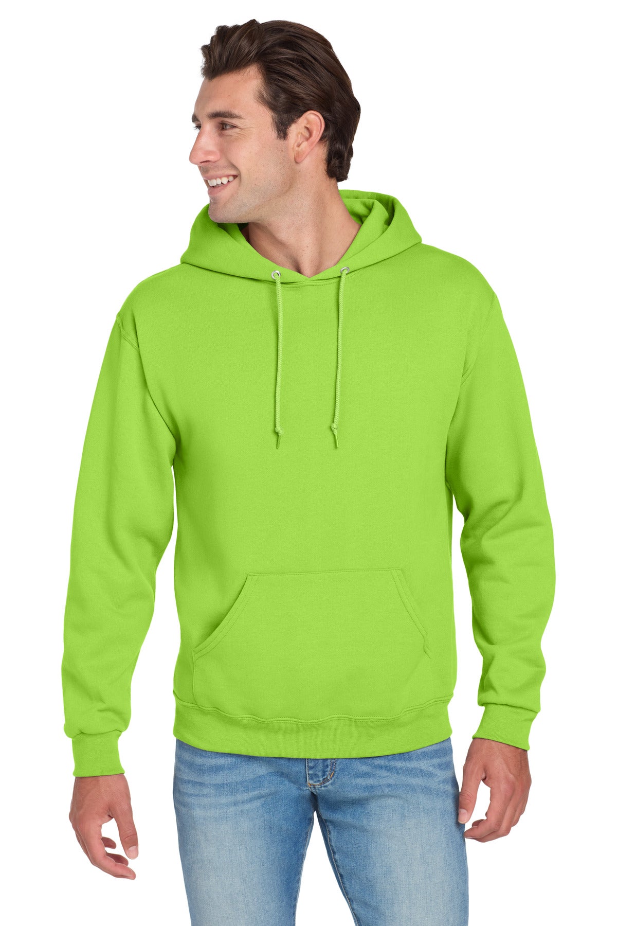 8-ounce 50/50 cotton/poly NuBlend pill-resistant fleeceHigh - Neon Green