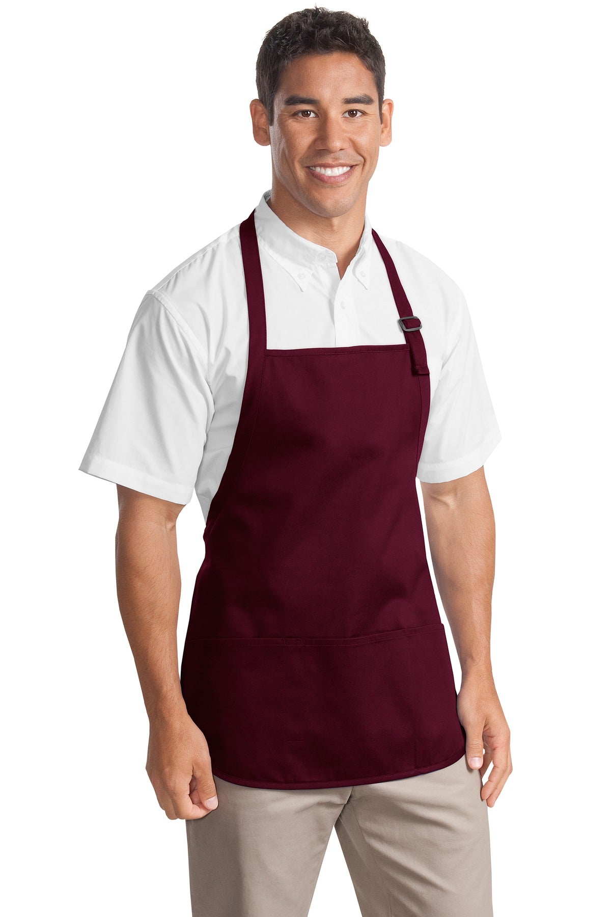 This versatile apron offers stain-release protection.7-ounce - Maroon