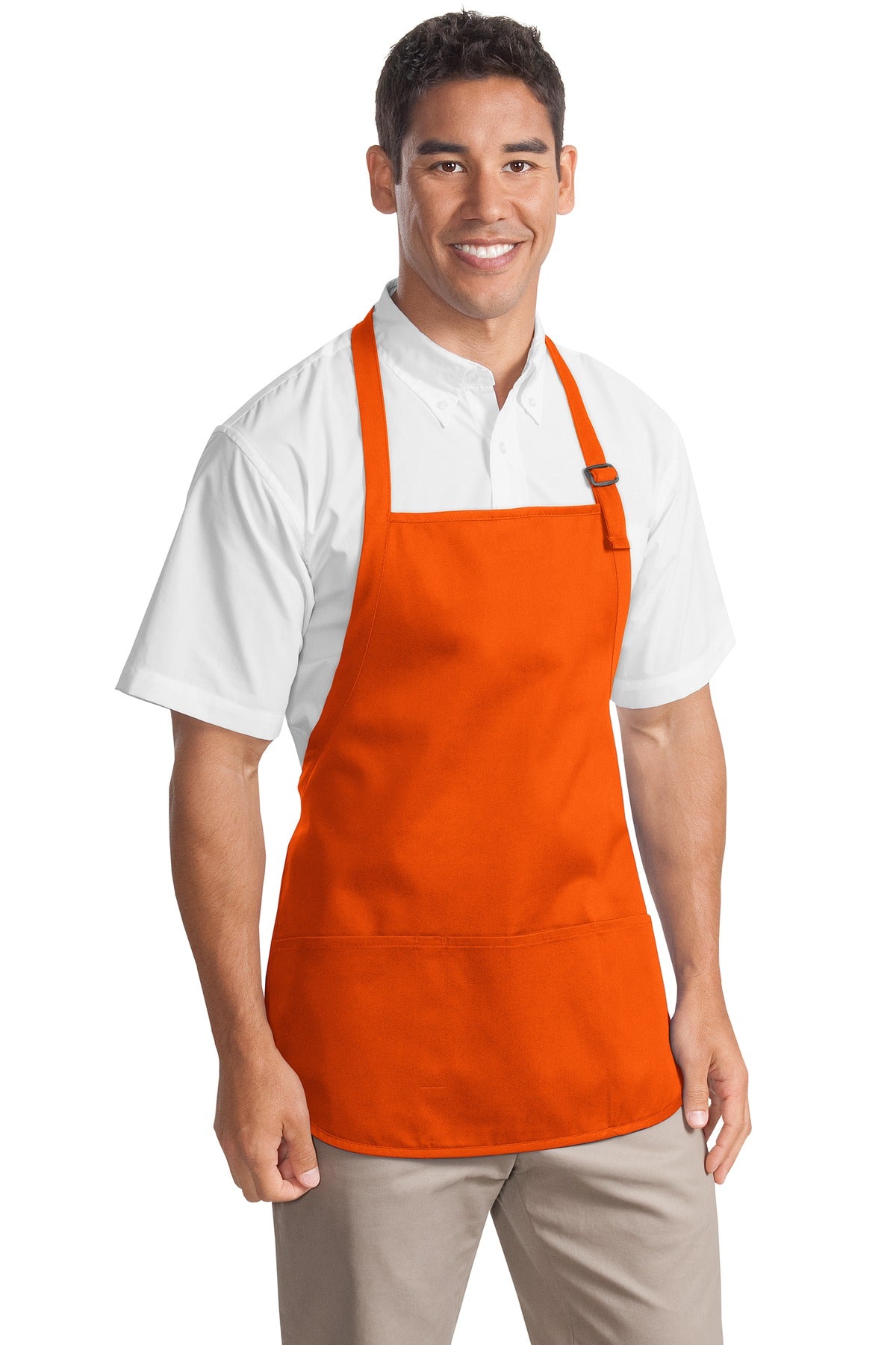 This versatile apron offers stain-release protection.7-ounce - Orange
