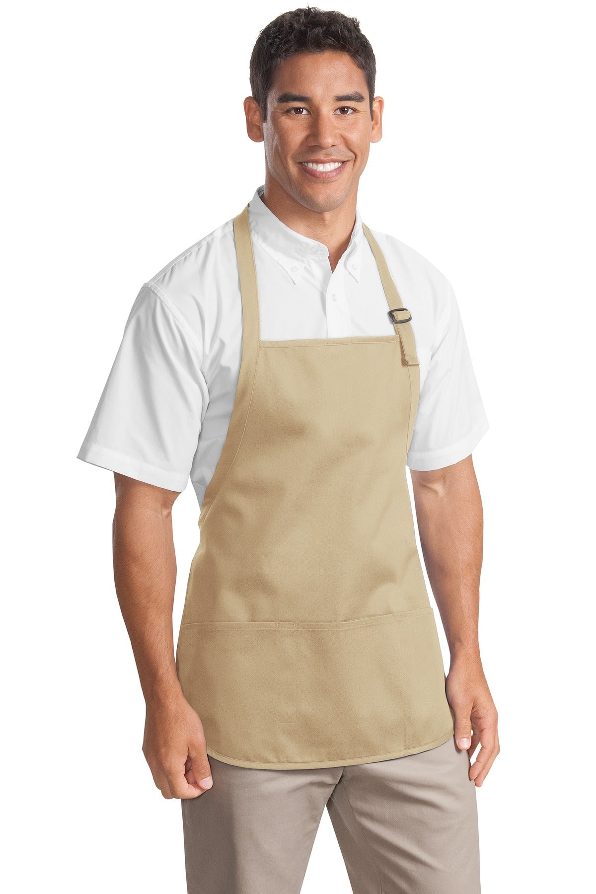 This versatile apron offers stain-release protection.7-ounce - Stone