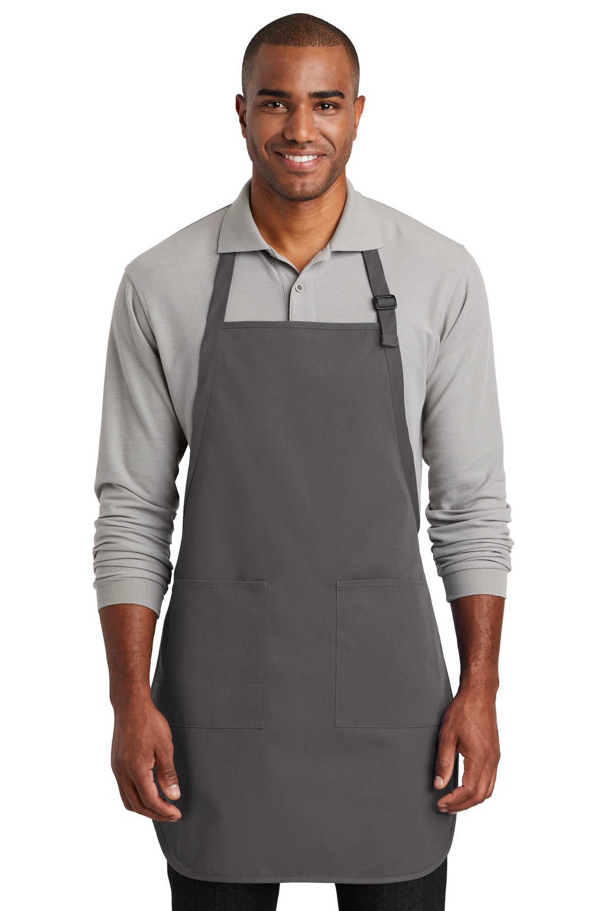 This durable full-length apron provides ample coverage and h - Charcoal