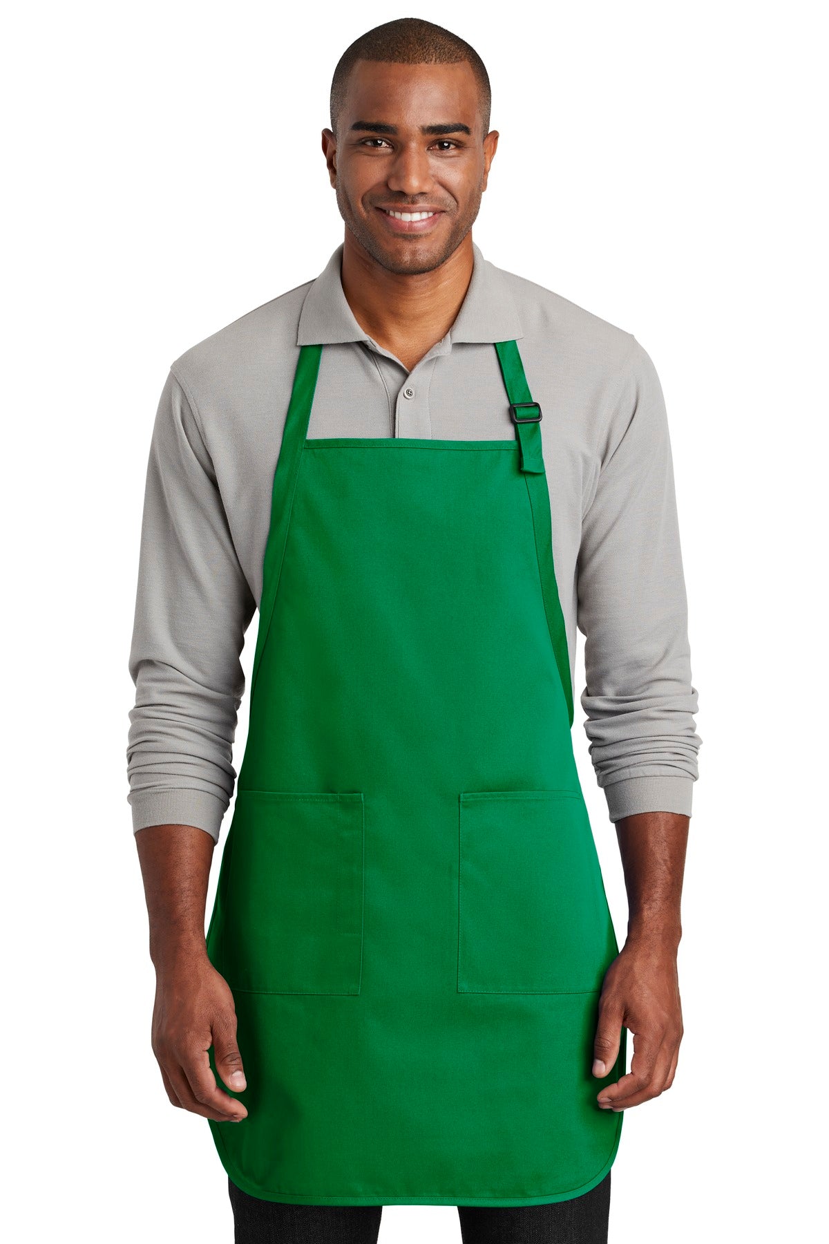 This durable full-length apron provides ample coverage and h - Kelly Green