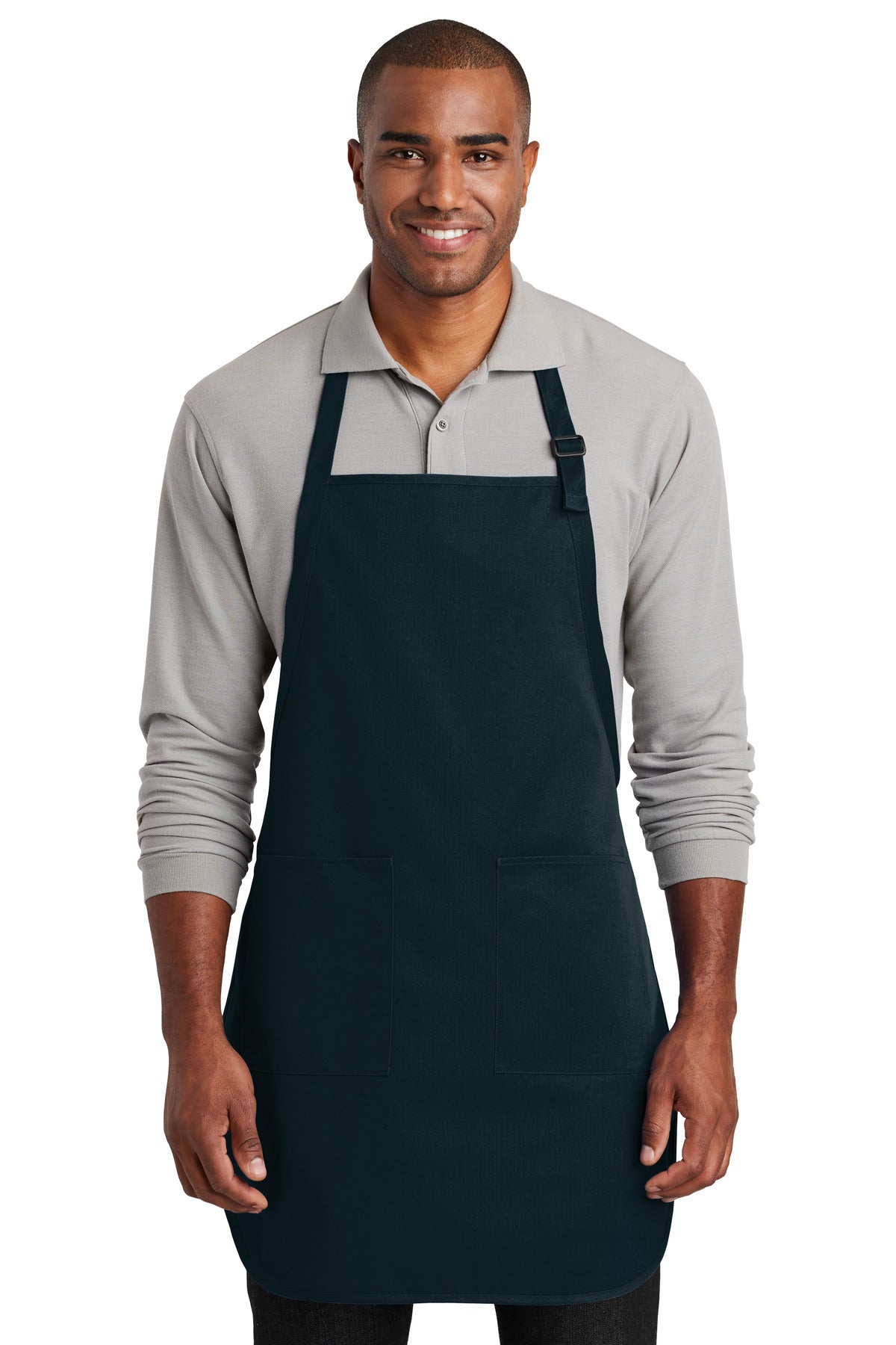 This durable full-length apron provides ample coverage and h - Navy