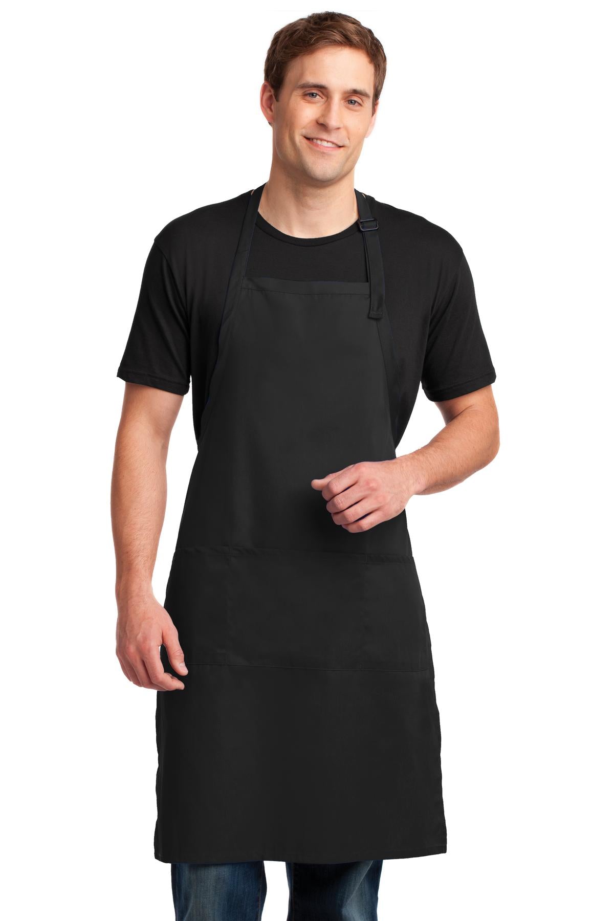 This extra-long apron offers protection from stains and wrin - Black