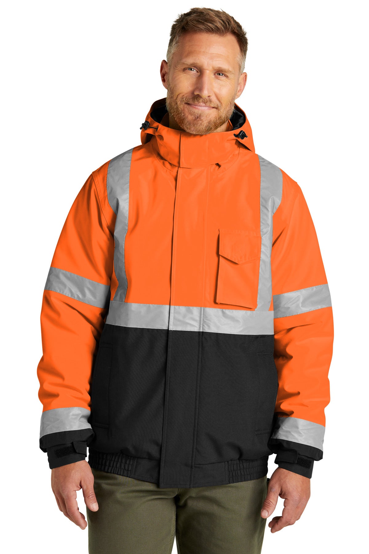 100% polyester woven 300-denier oxford shell with durable wa - Safety Orange