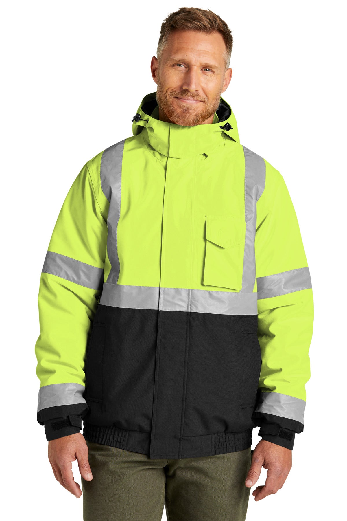100% polyester woven 300-denier oxford shell with durable wa - Safety Yellow