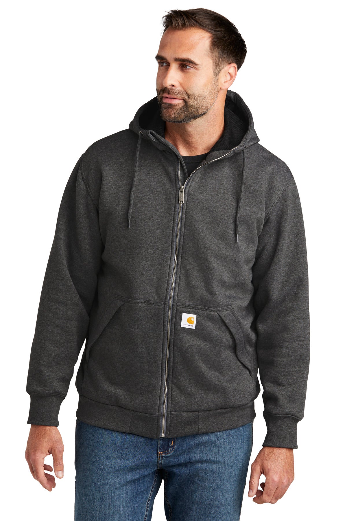 This rain-blocking hoodie is work-ready. 10.5-ounce 50/50 co - Carbon Heather