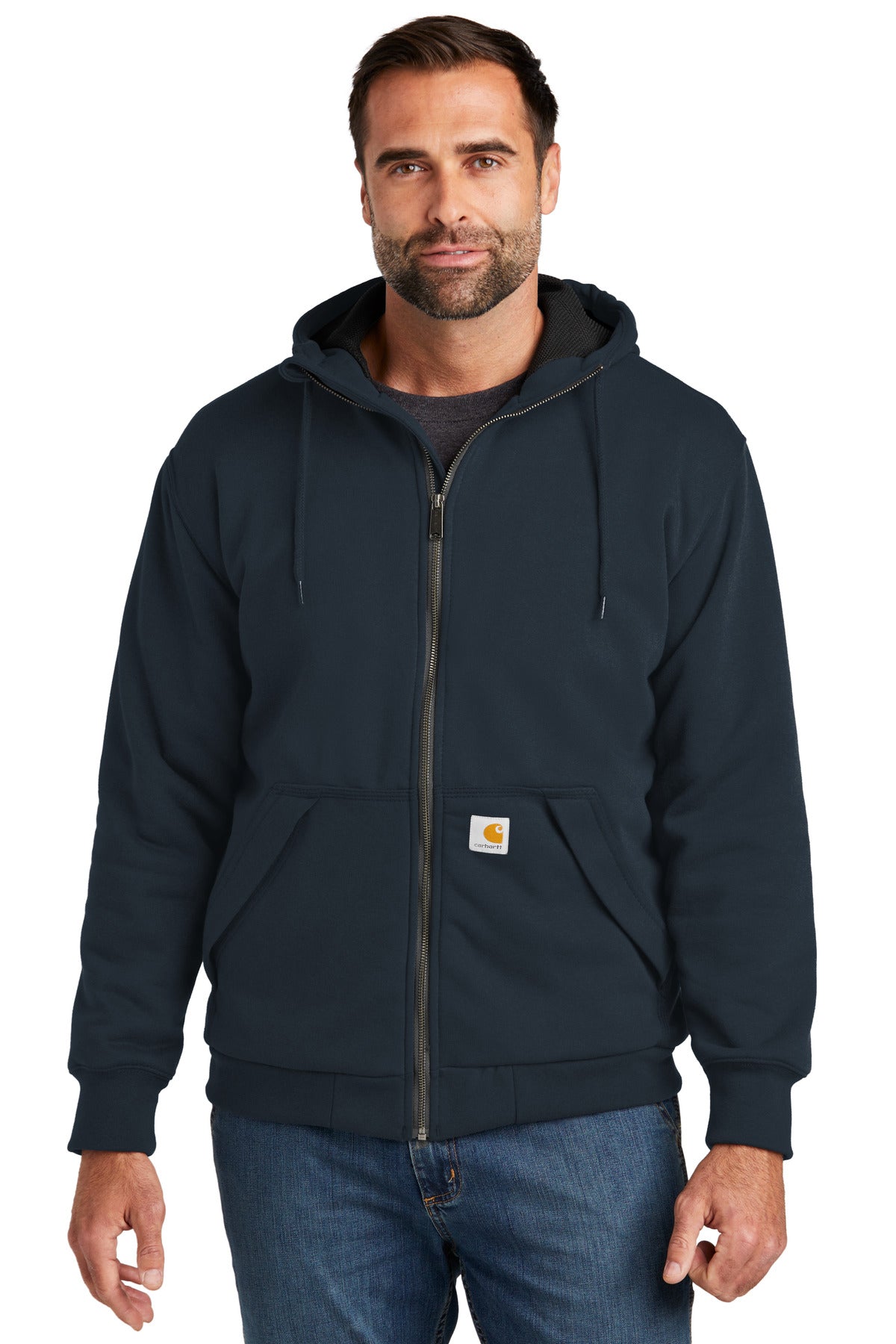 This rain-blocking hoodie is work-ready. 10.5-ounce 50/50 co - New Navy
