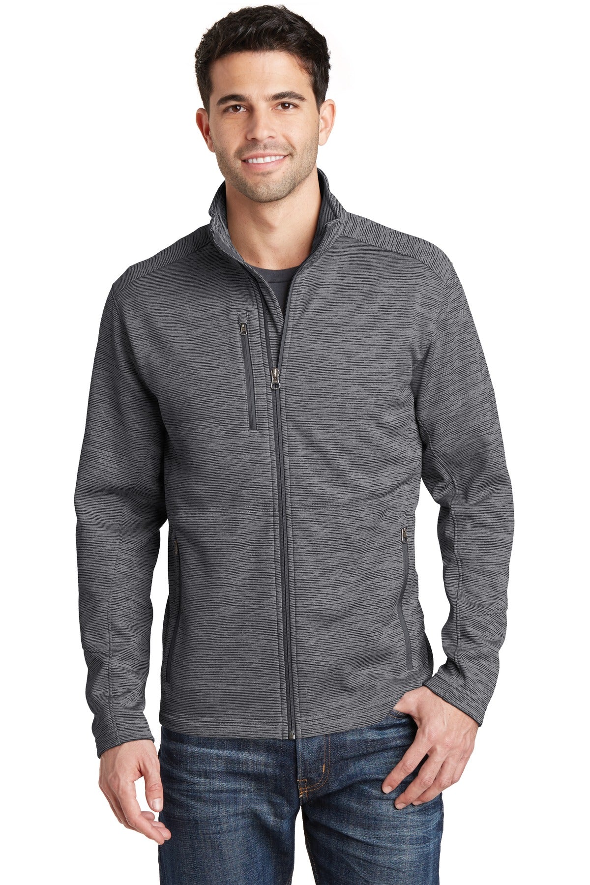 A digital stripe gives this jacket an ultramodern look that - Black