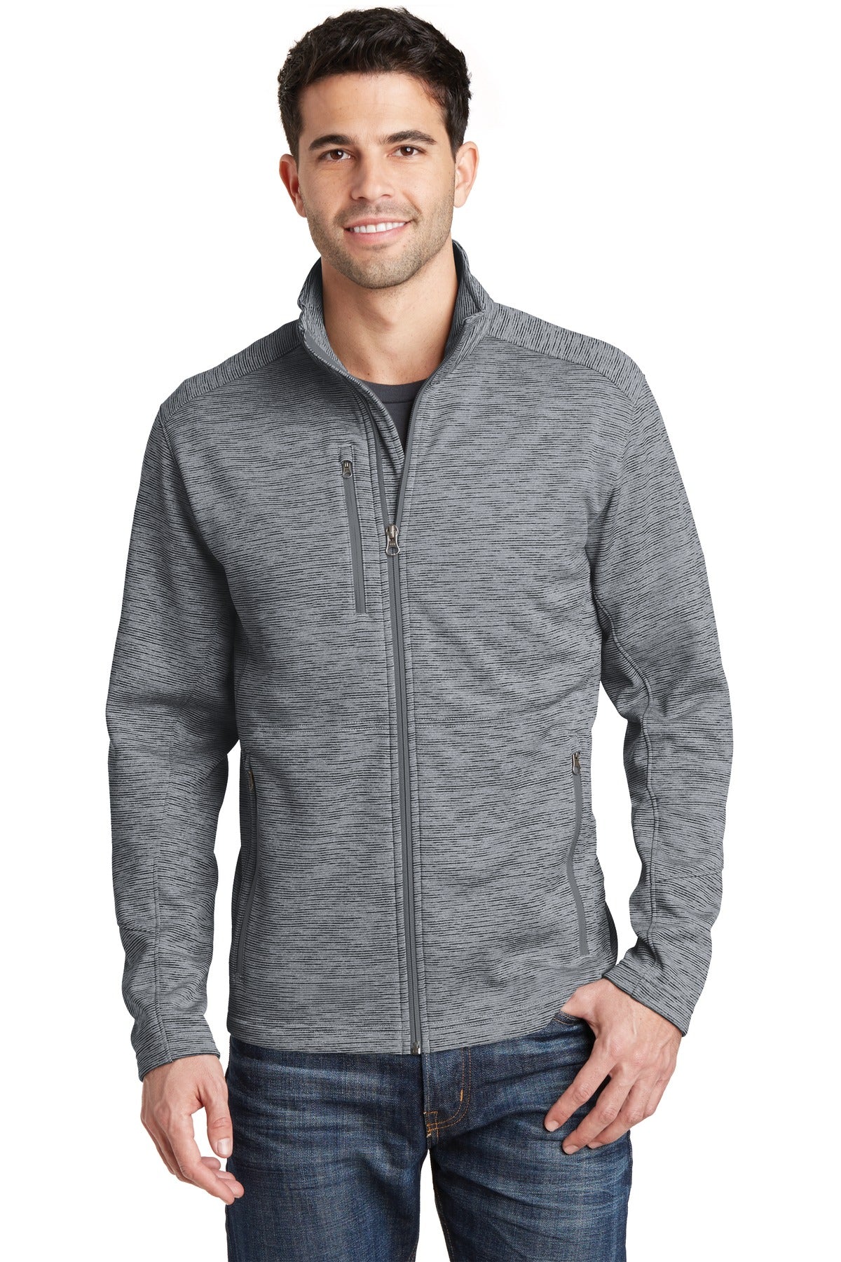A digital stripe gives this jacket an ultramodern look that - Grey