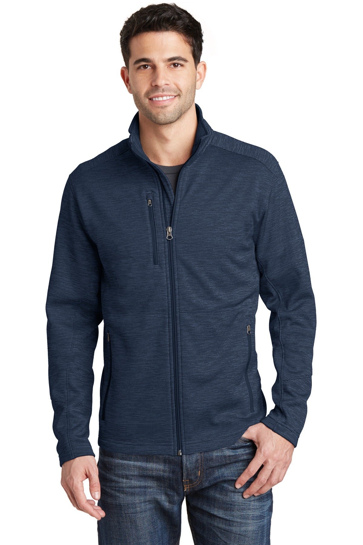 A digital stripe gives this jacket an ultramodern look that - Navy