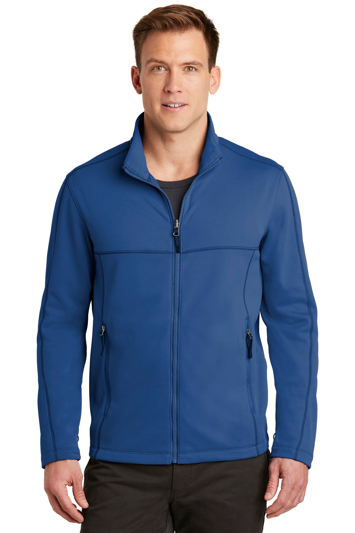 A smooth face brushed back and contrast coverstitching make - Night Sky Blue