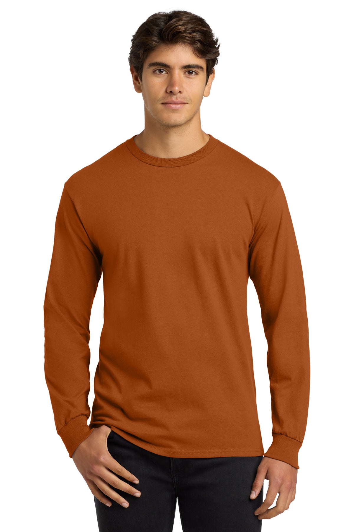 6-ounce 100% US cotton50/50 cotton/poly (Dark heather Safety - Texas Orange