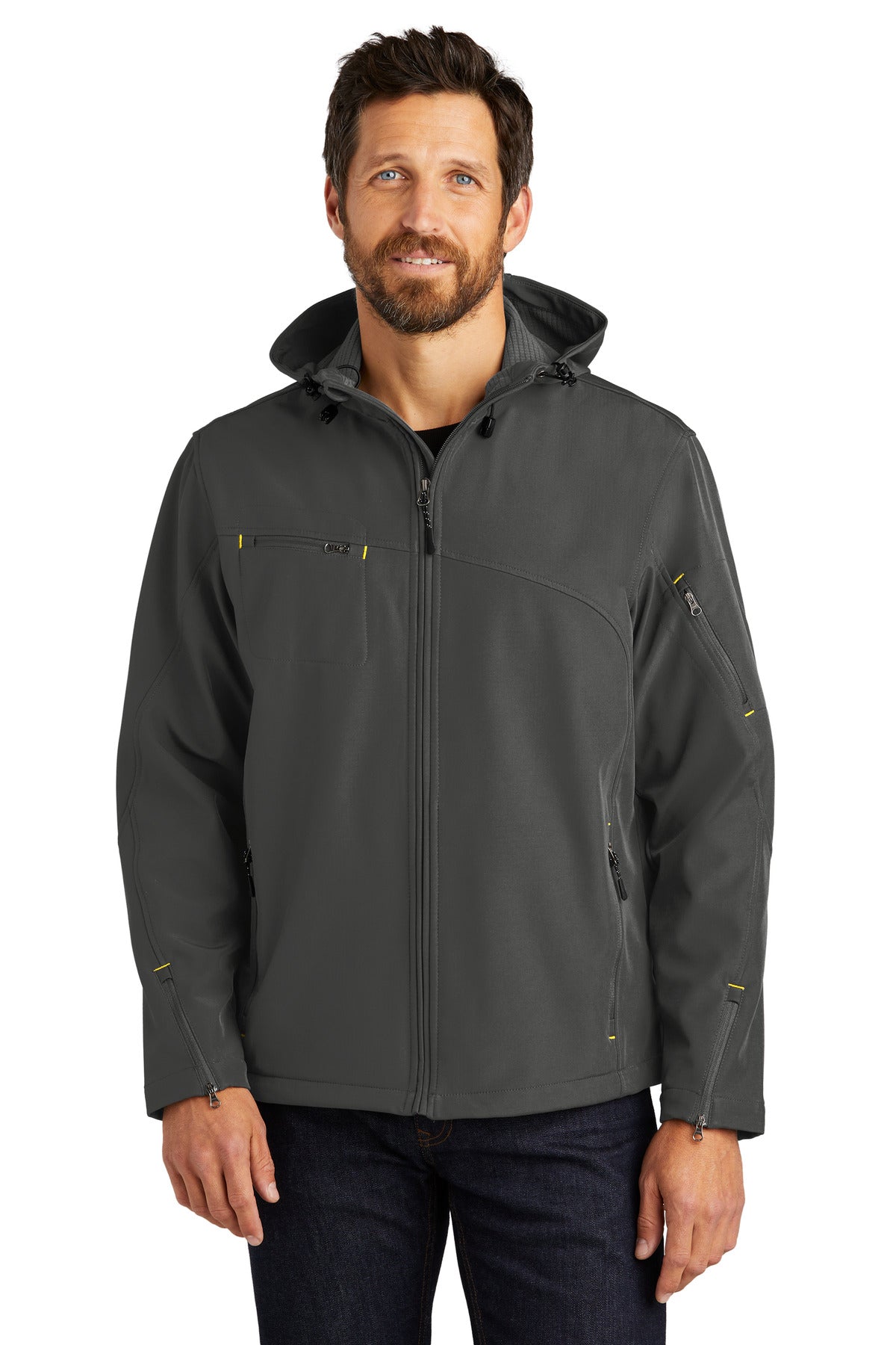 Our hooded soft shell stands up to the elementsand stands ou - Charcoal/ Lemon Yellow