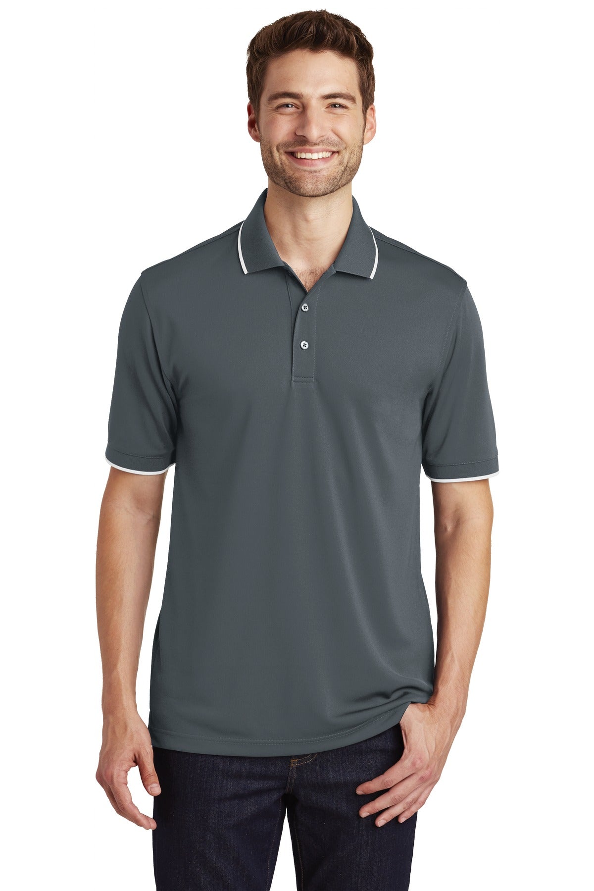 Tipping on the collar and cuffs gives our durable value-pric - Graphite/ White