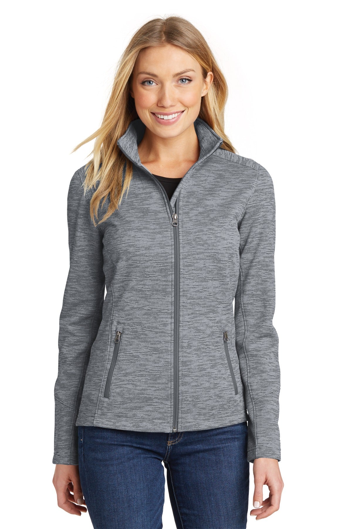 A digital stripe gives this jacket an ultramodern look that - Grey