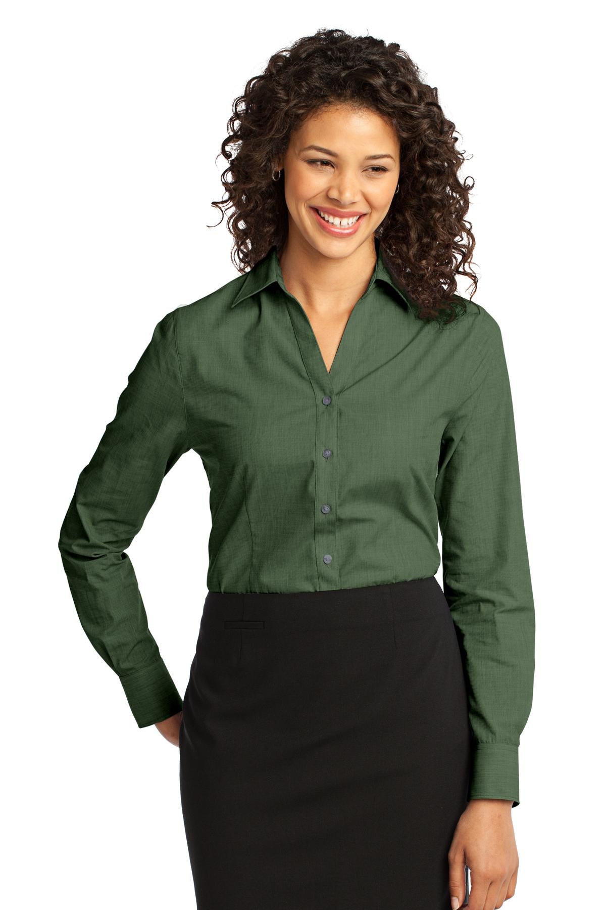 With a beautiful two-color weave--not to mention wrinkle res - Dark Cactus Green