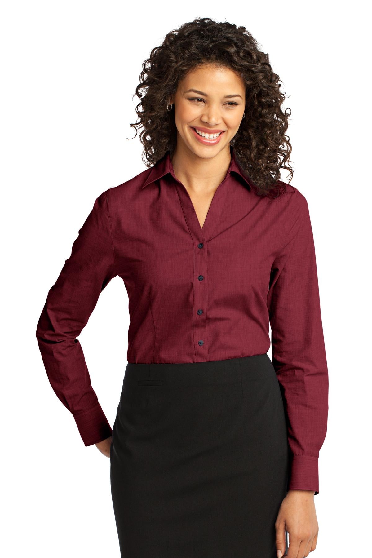 With a beautiful two-color weave--not to mention wrinkle res - Red Oxide