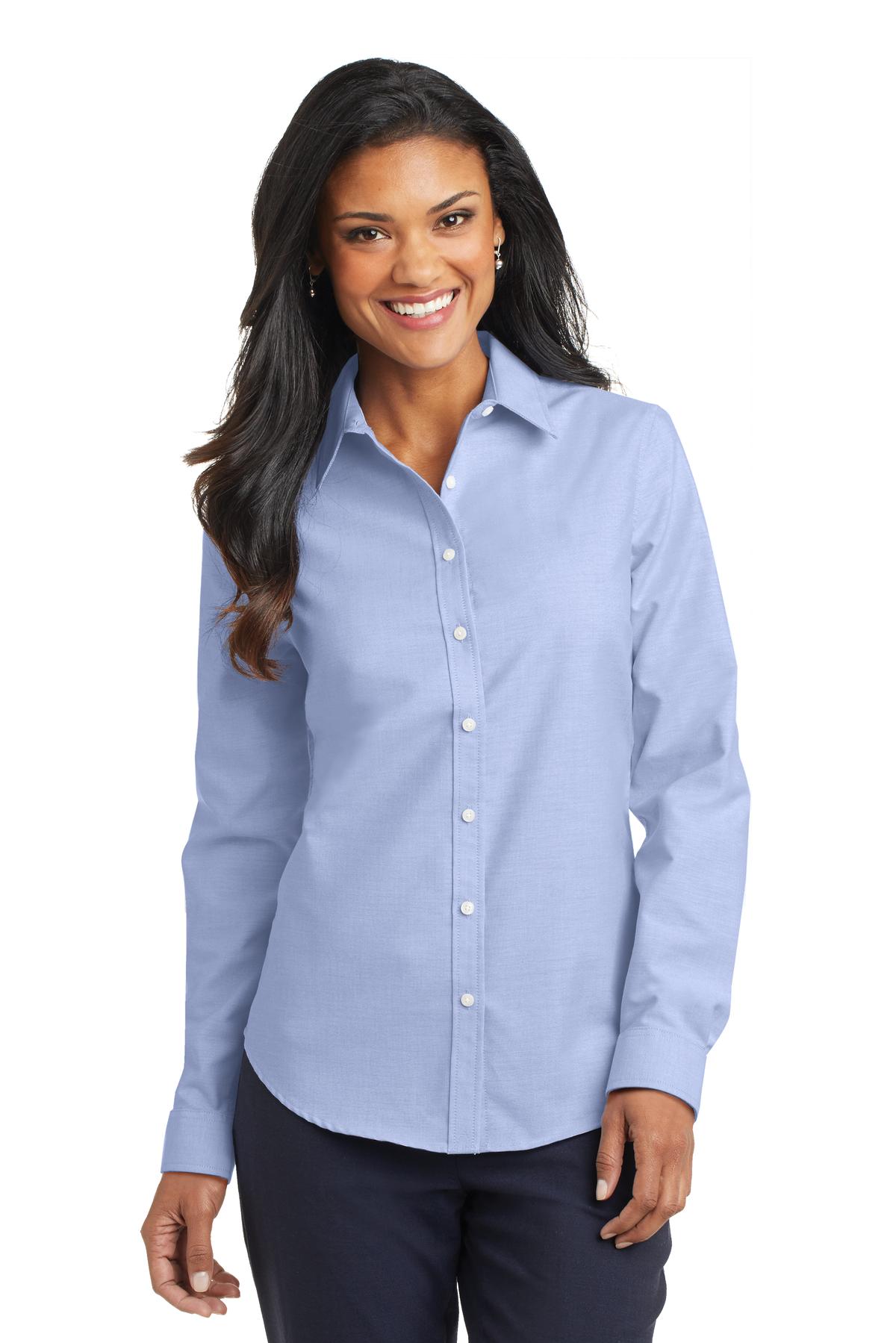Look your best in a tried-and-true oxford that performs. Des - Oxford Blue