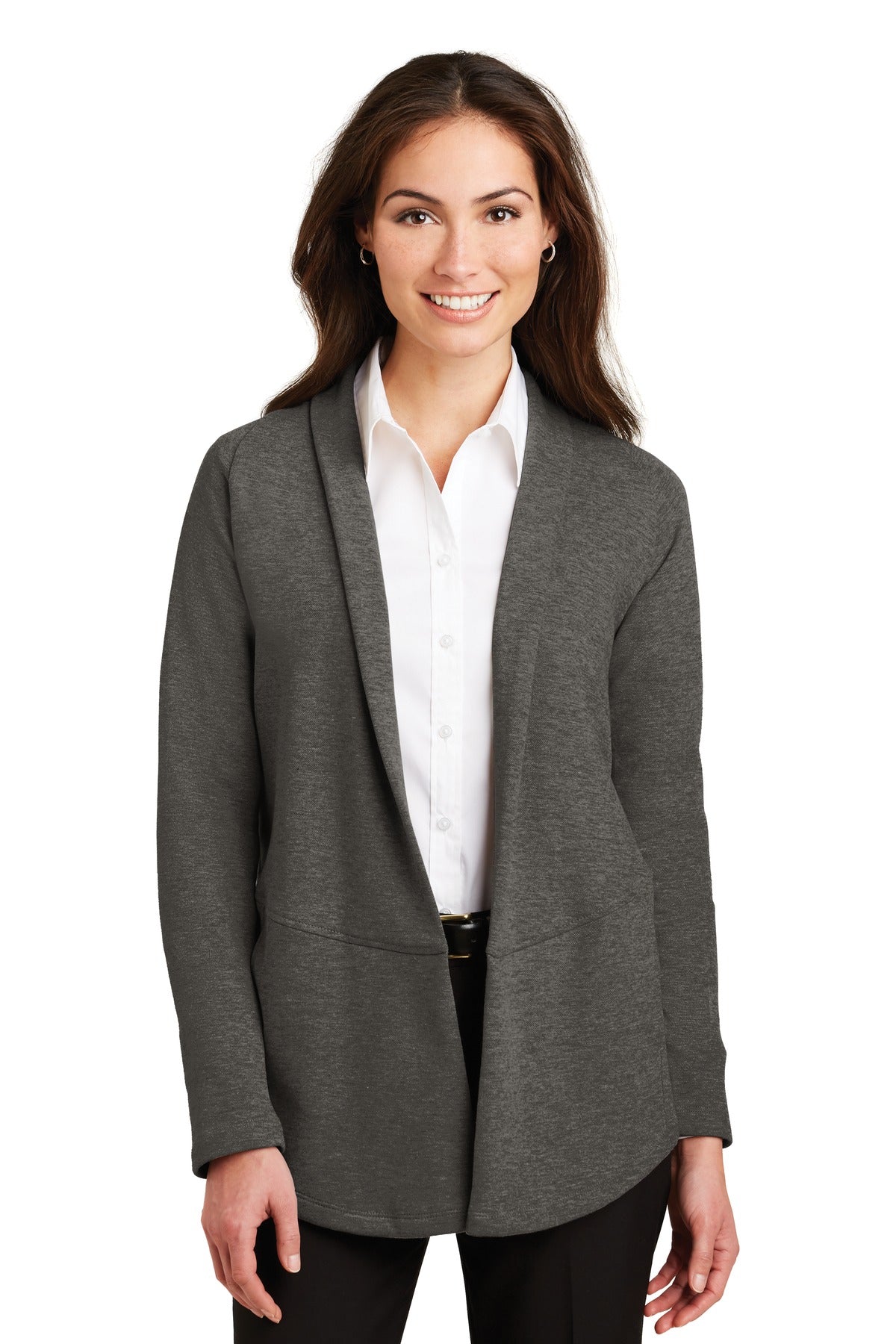 Port Authority® Women's Interl-Charcoal Heather/ Medium Heather Grey