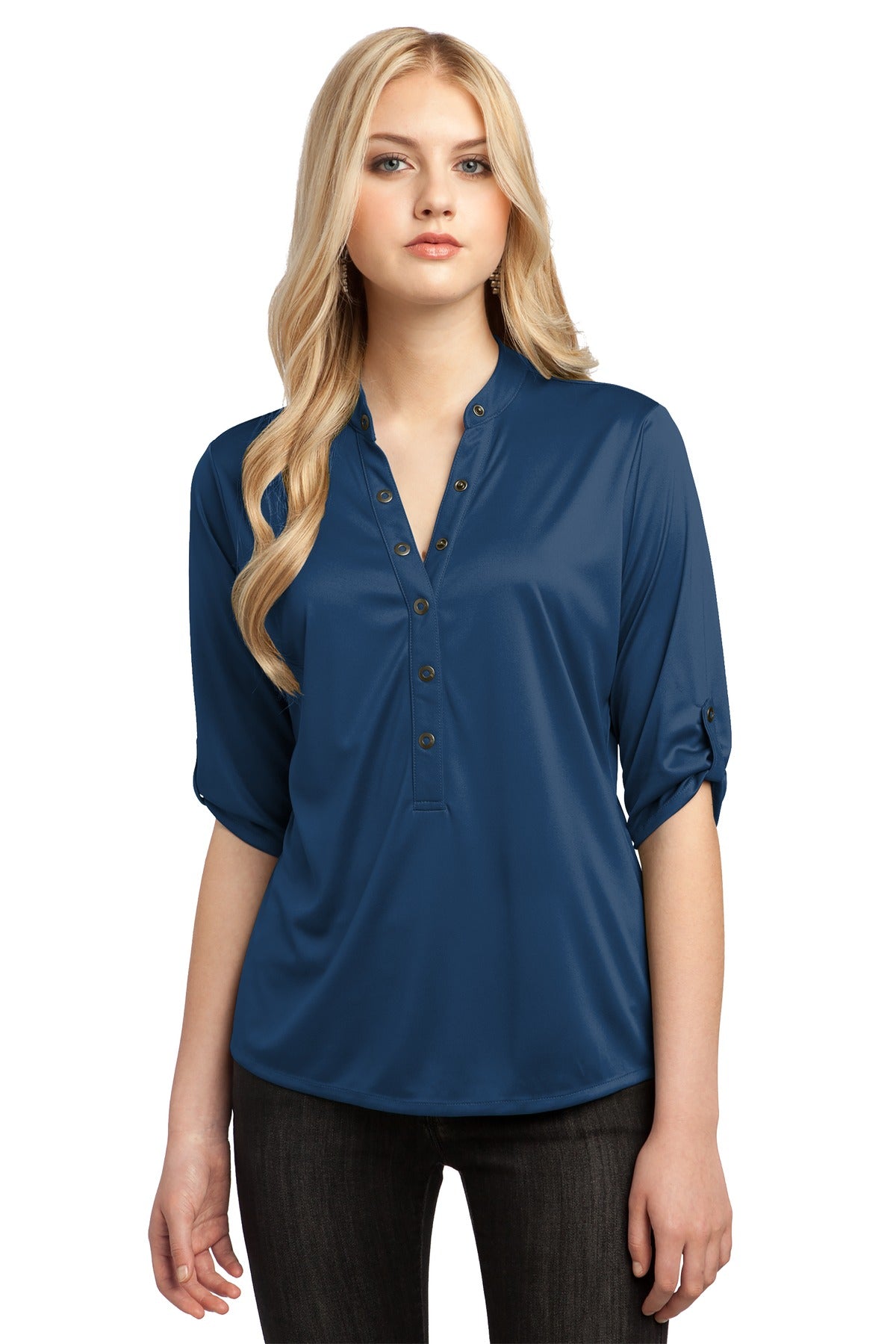 With its 3/4 sleeves and unique sleeve tabs you'll have a cr - Blue Indigo