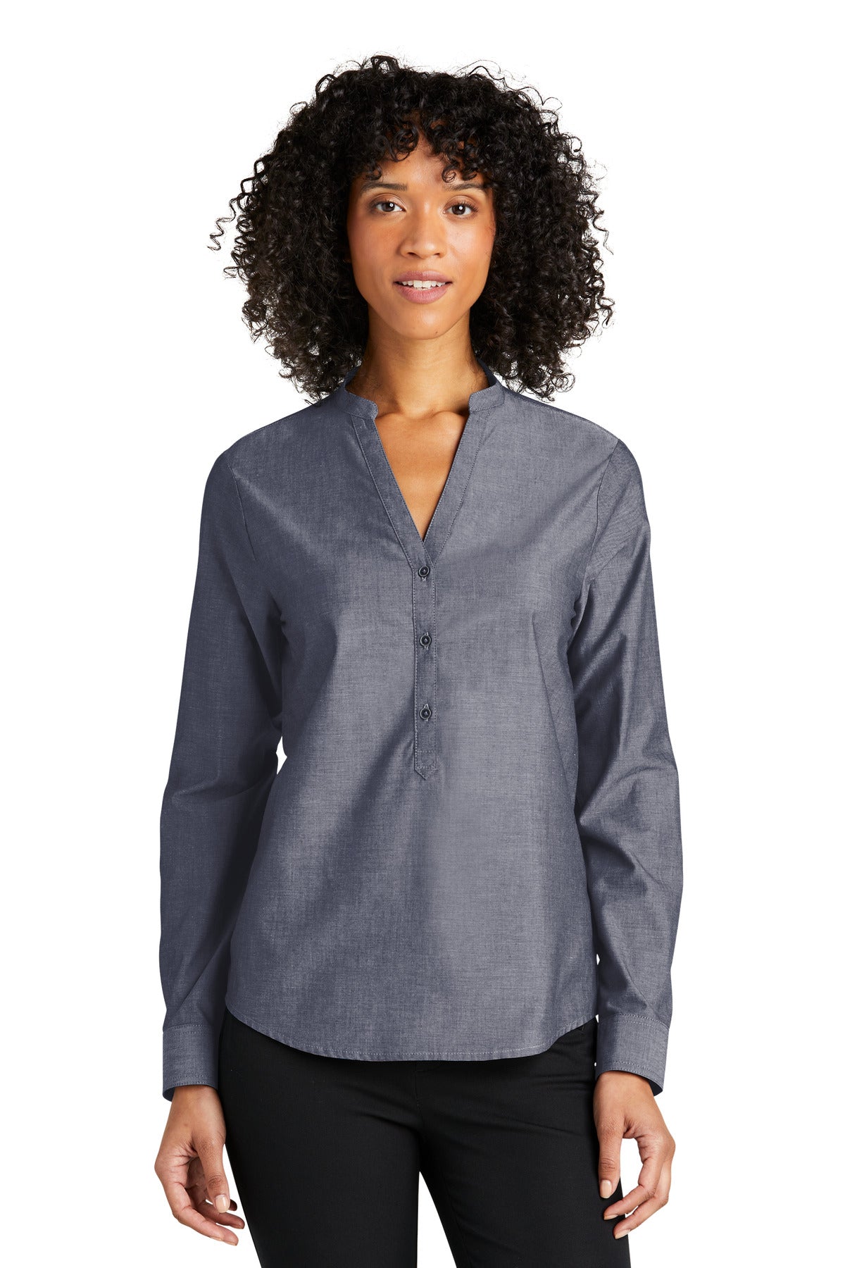 For an all-day smart look this Easy Care shirt combines trad - Estate Blue