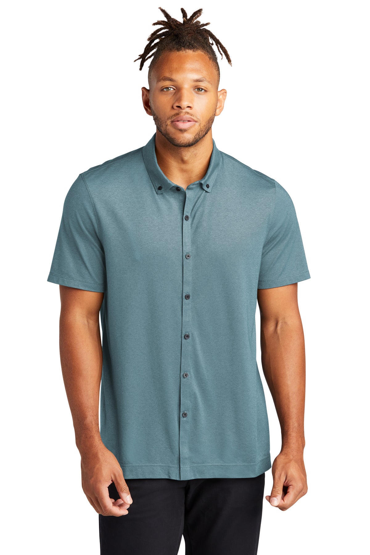 Combining the smart tailoring of a woven shirt with the move - Parisian Blue Heather