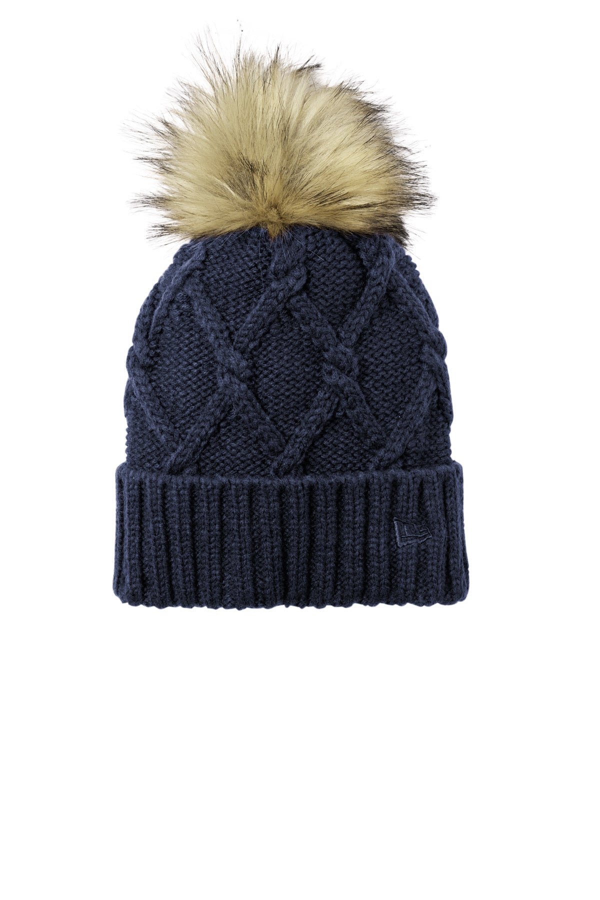 Totally on-trend this women's beanie has a thick ribbed cuff and a cable knit crown that's topped of