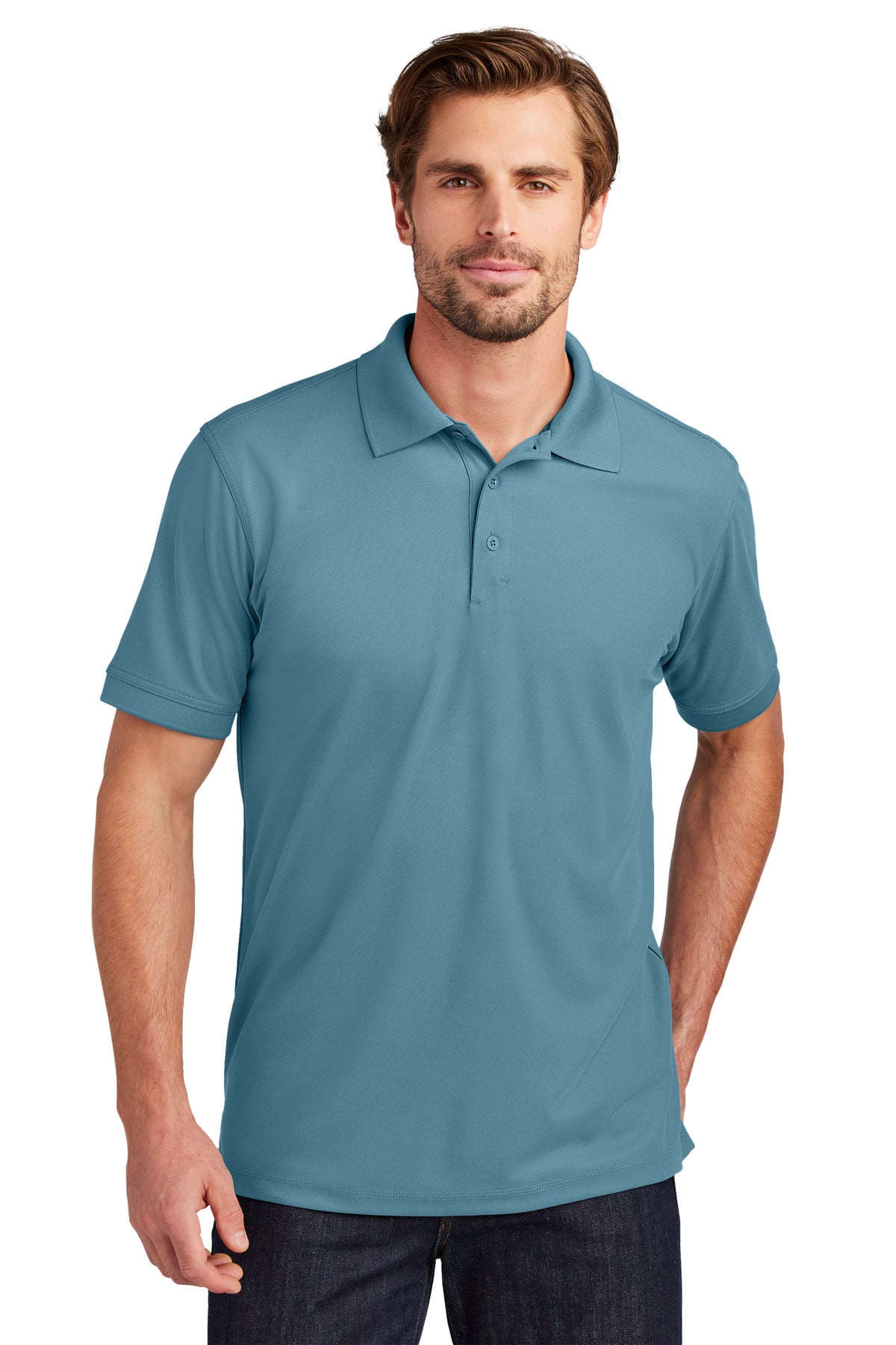 Accelerate beyond the limits in this high-performance polo t - Blue Mist