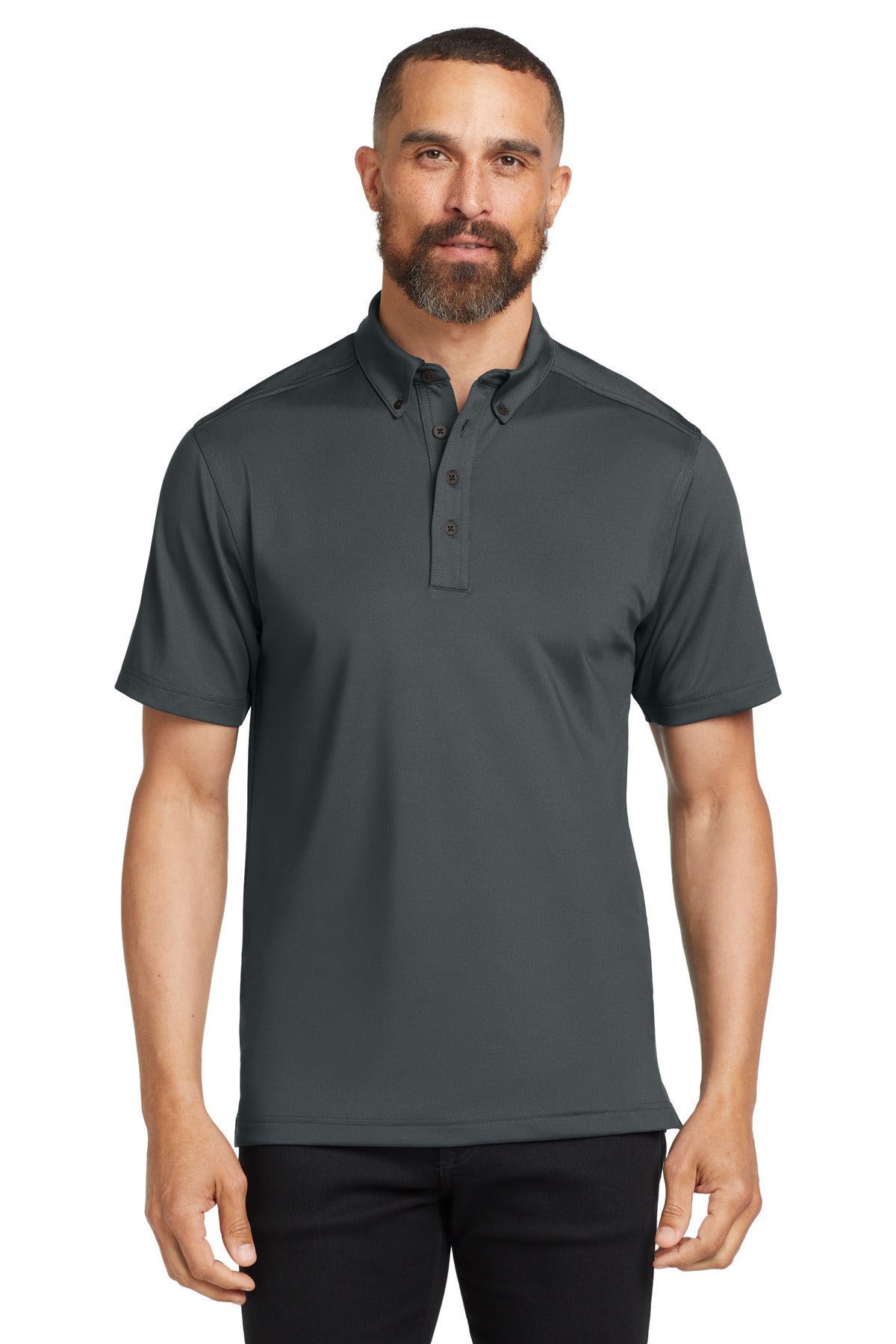 Buttoned-down doesn't mean boring in this stretch energized - Diesel Grey