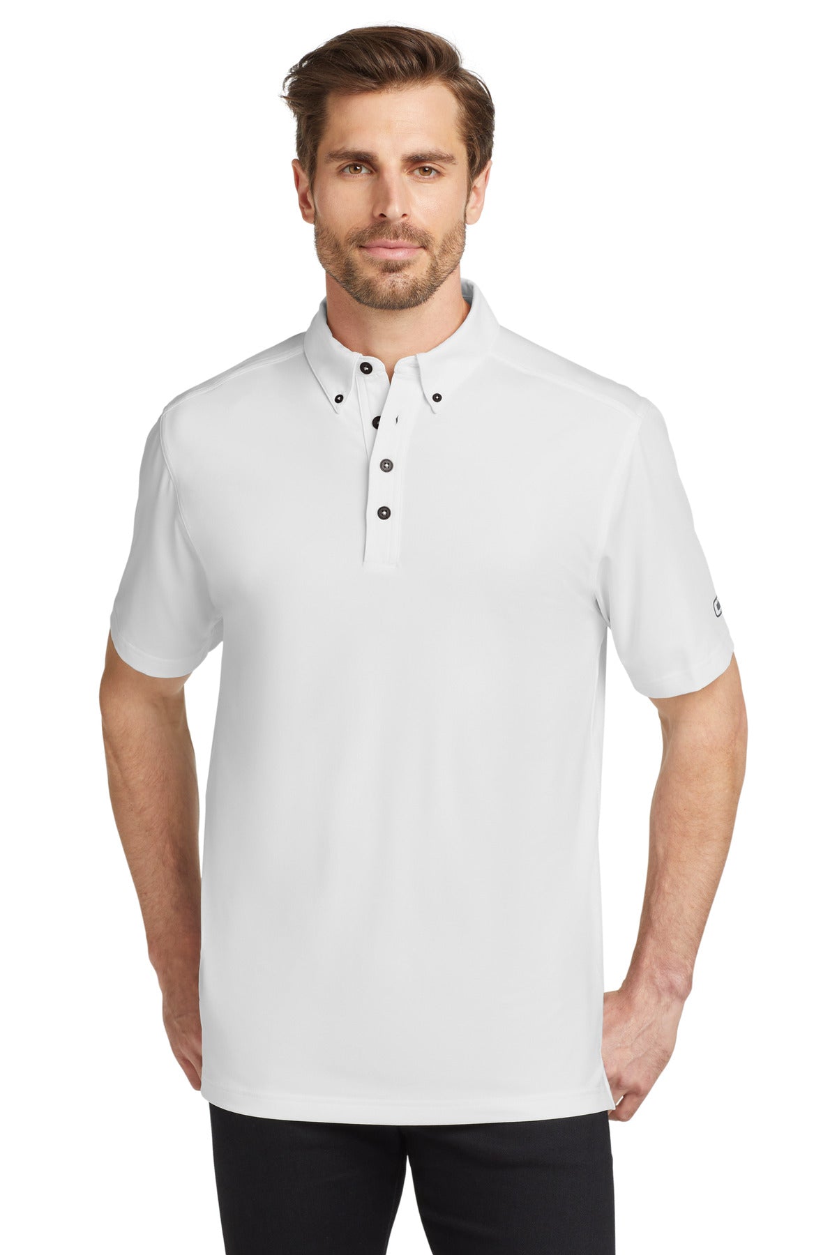 Buttoned-down doesn't mean boring in this stretch energized - White