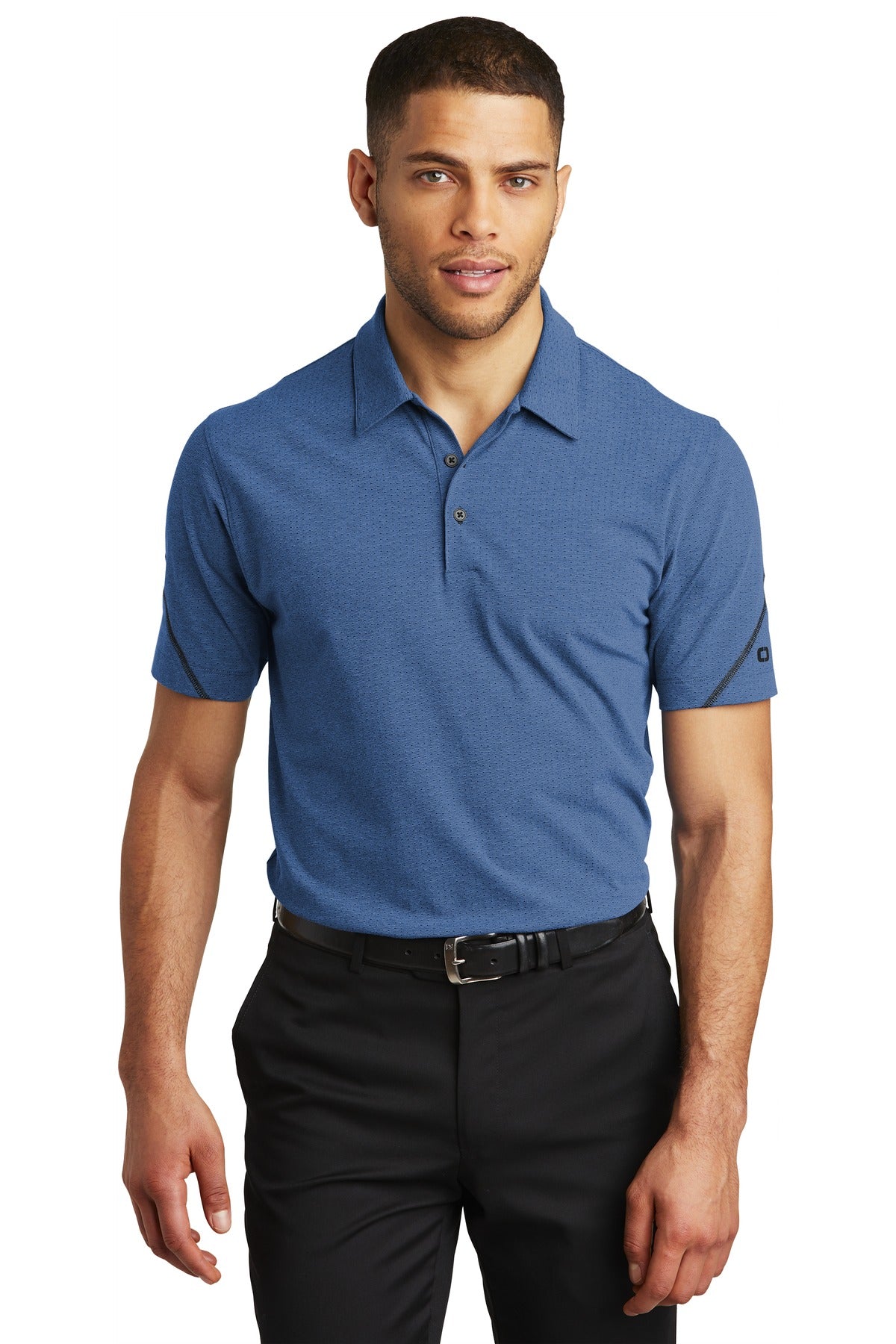 This polo dares to tread on the edge with its slightly linea - Blue Heather