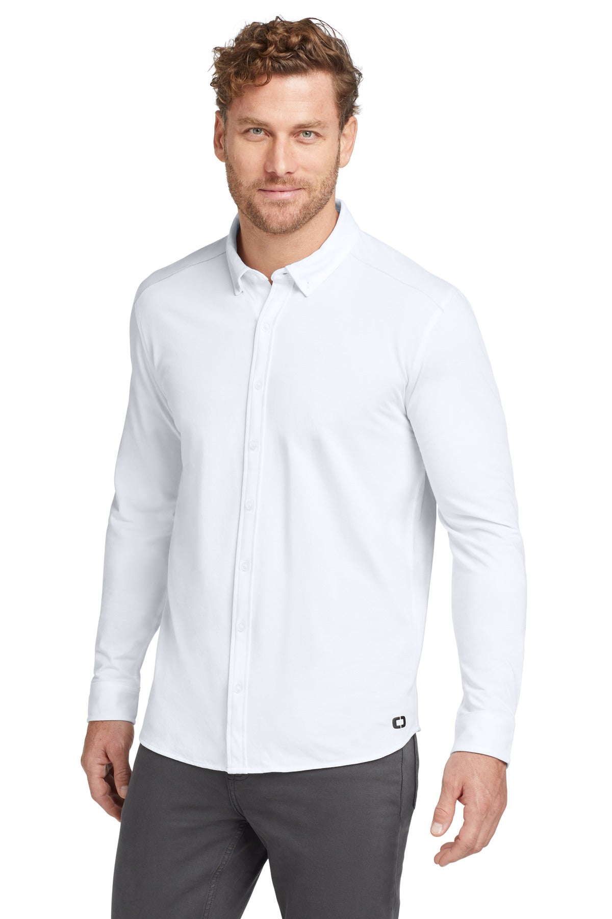 With moisture-wicking and stretch this performance knit shir - Bright White