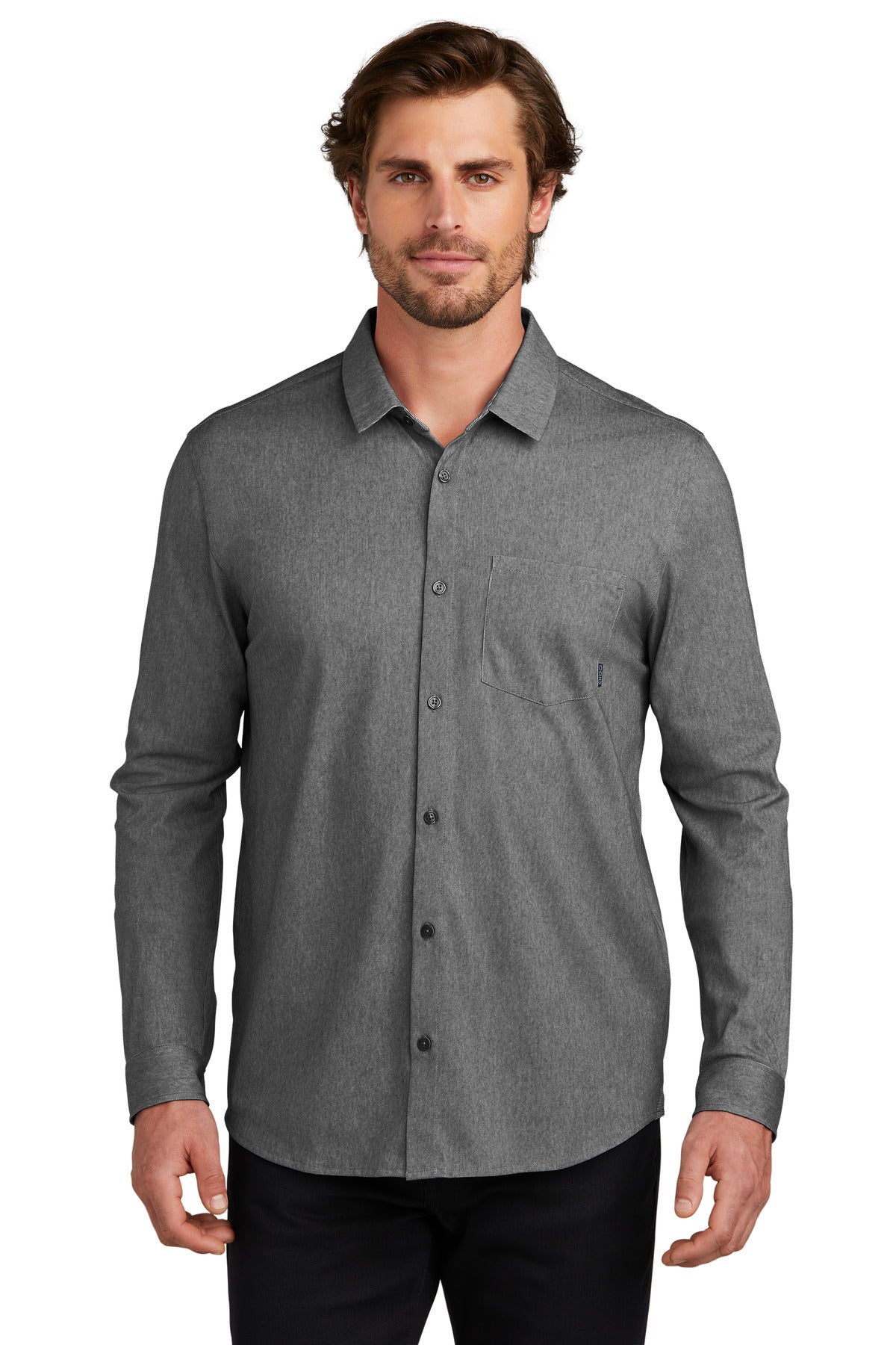 Extend your casual wardrobe with this OGIO knit shirt that h - Blacktop Heather