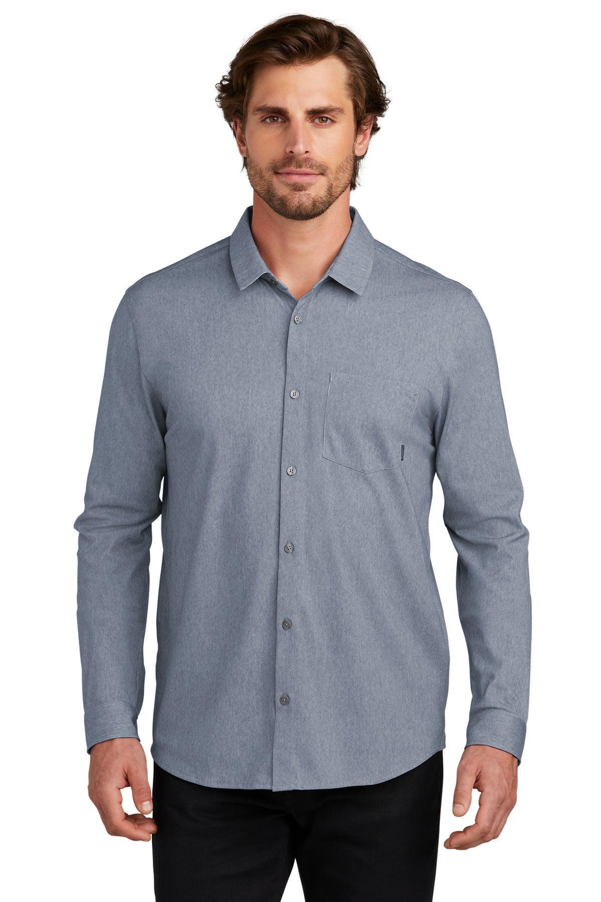 Extend your casual wardrobe with this OGIO knit shirt that h - Deep Blue Heather