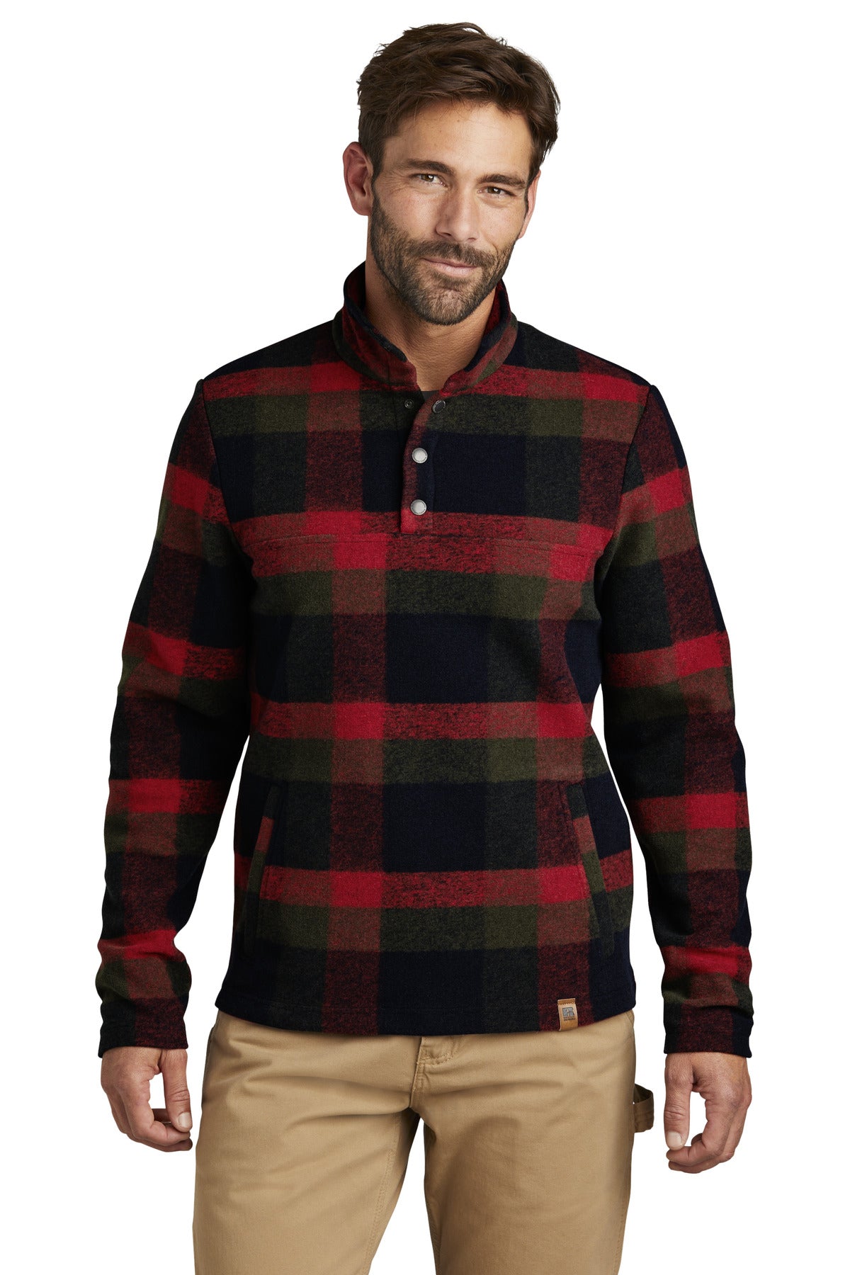 With its heavy wool-like feel this pullover's the perfect ou - Red Plaid