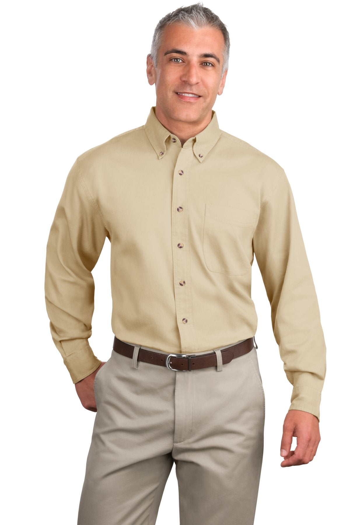 Our twill shirt has a professional appearance with comfortab - Stone