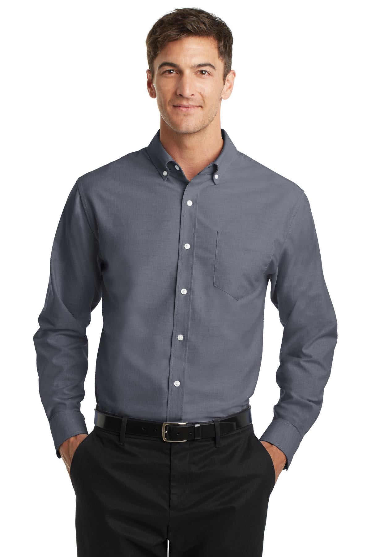 Look your best in a tried-and-true oxford that performs. Des - Black