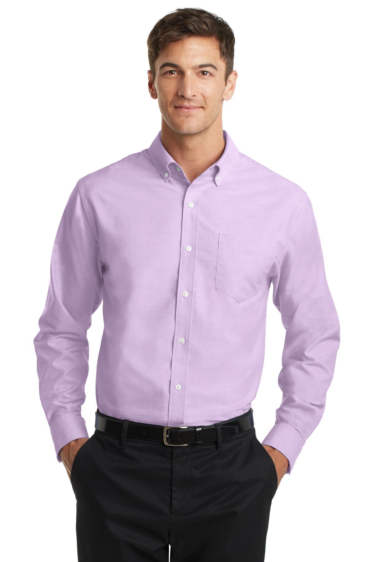 Look your best in a tried-and-true oxford that performs. Des - Soft Purple