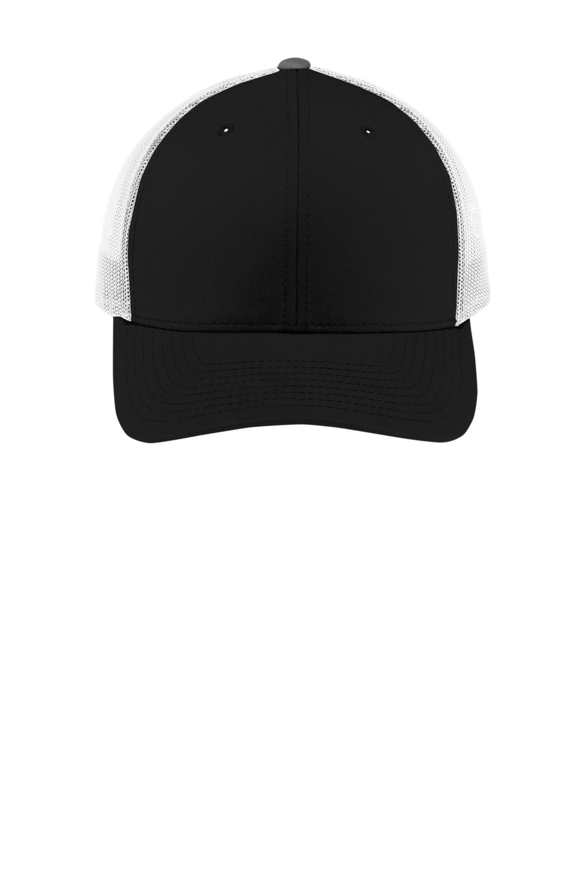 Fabric: 60/40 cotton/poly front panels; 100% polyester mesh back panels 98/2 cotton/spandex front pa