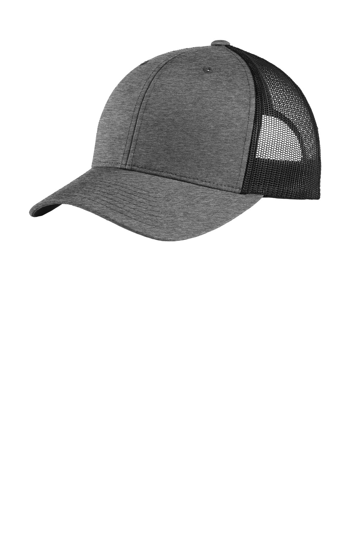 Fabric: 60/40 cotton/poly front panels; 100% polyester mesh back panels 98/2 cotton/spandex front pa